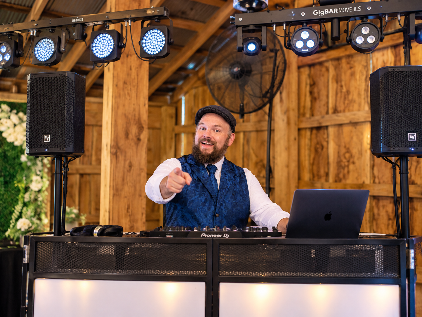 Cheerful Barn Wedding DJ Setup.png