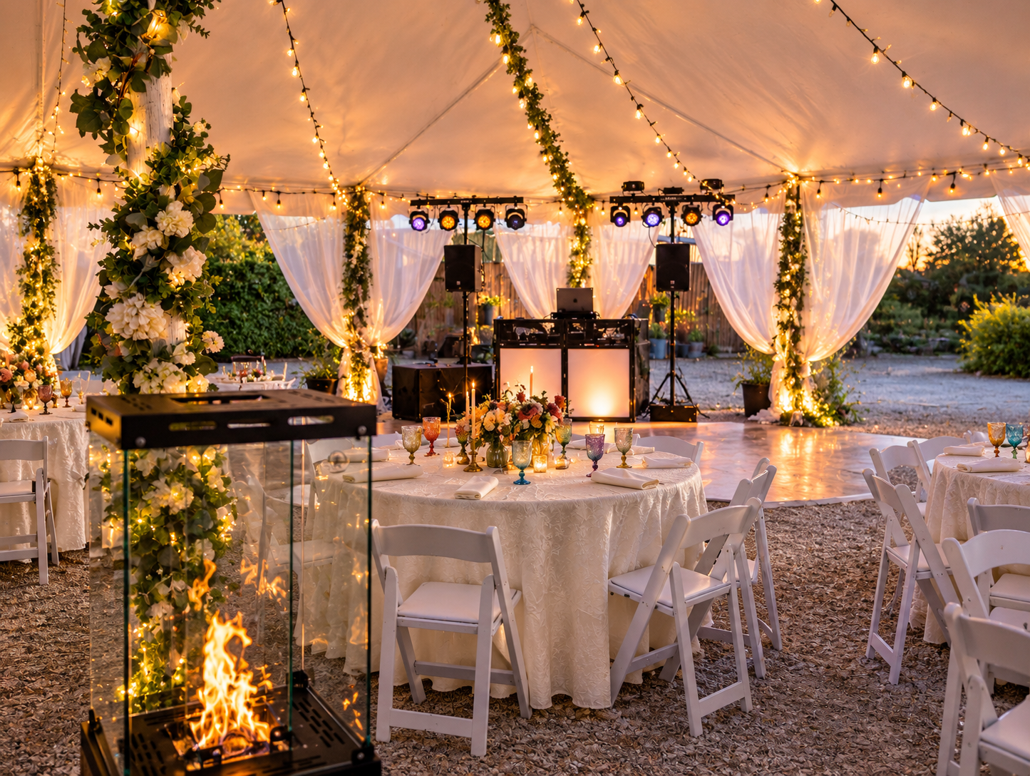 Golden Evening Wedding Reception Tent.png