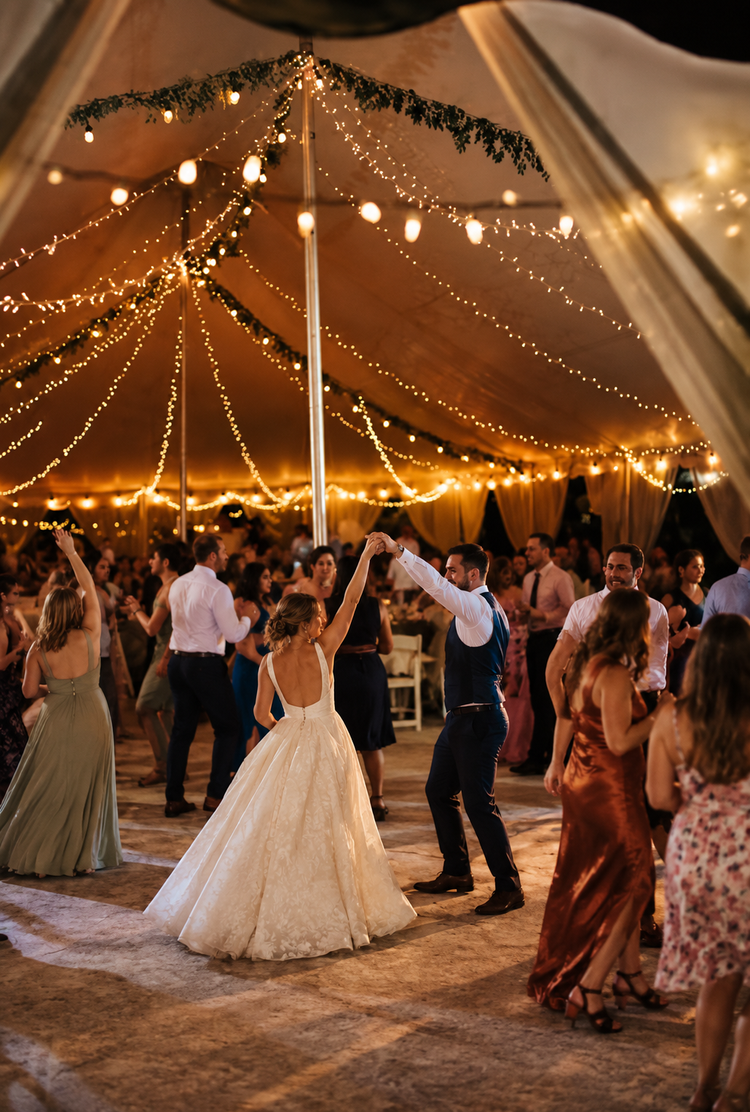 Wedding reception dancing under the tent at A Secret Place