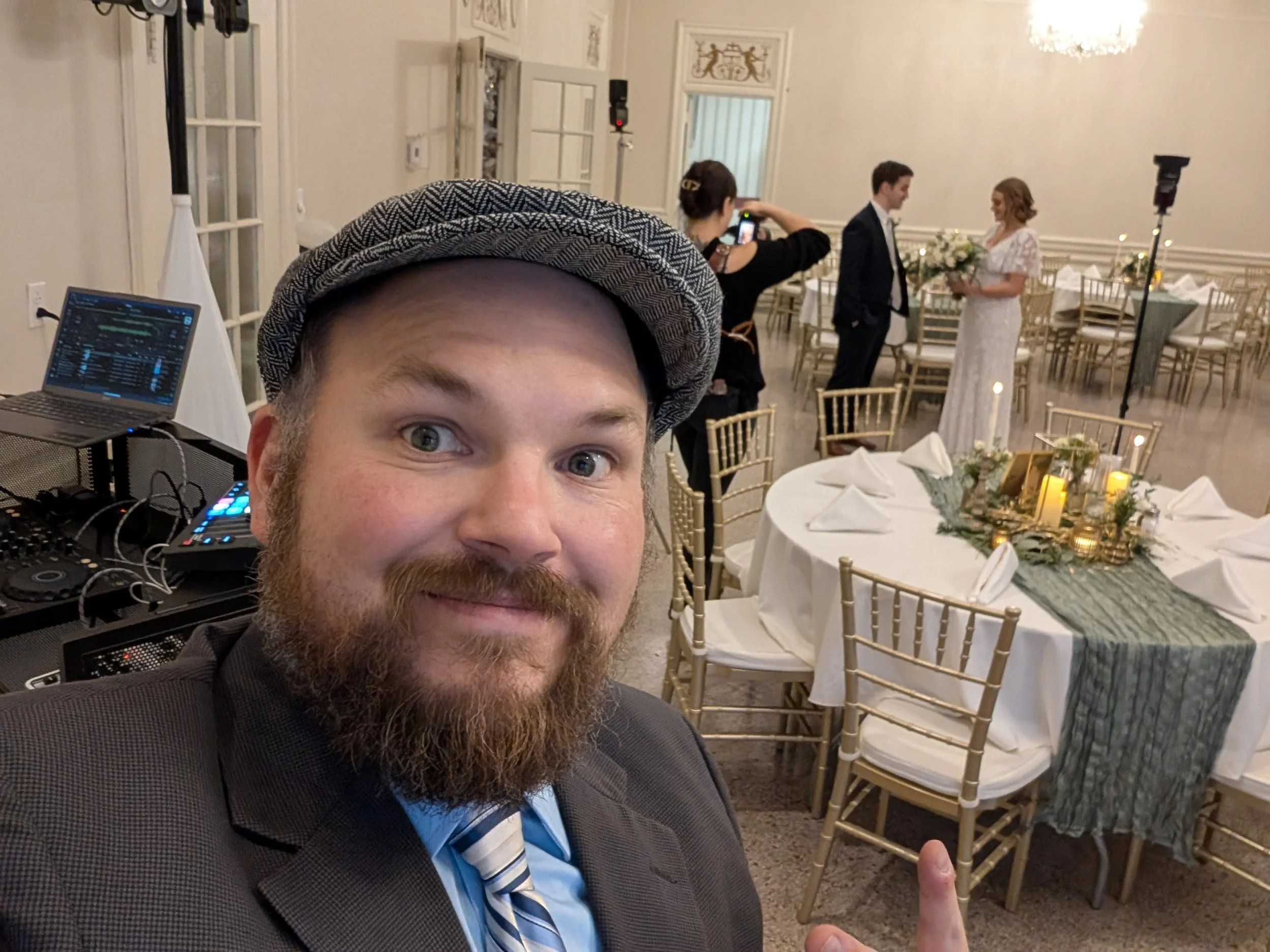 DJ Jazzy Josh creating the moments for a bride and groom at a wedding ceremony