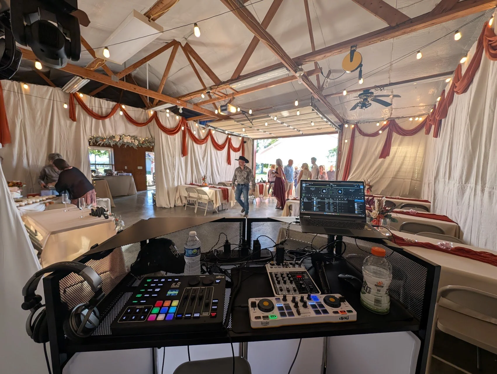 Jazzy Josh's lighting and sound rig - set up to provide the perfect atmosphere for any wedding reception celebration