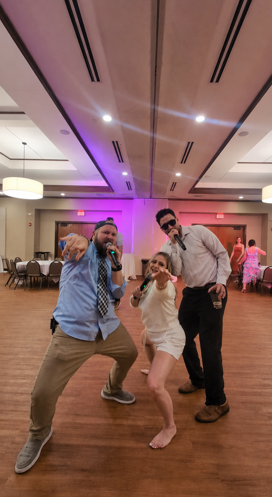 Wedding guests dancing and celebrating on the dance floor during a fun, high-energy reception with Jazzy Josh DJ & Events.