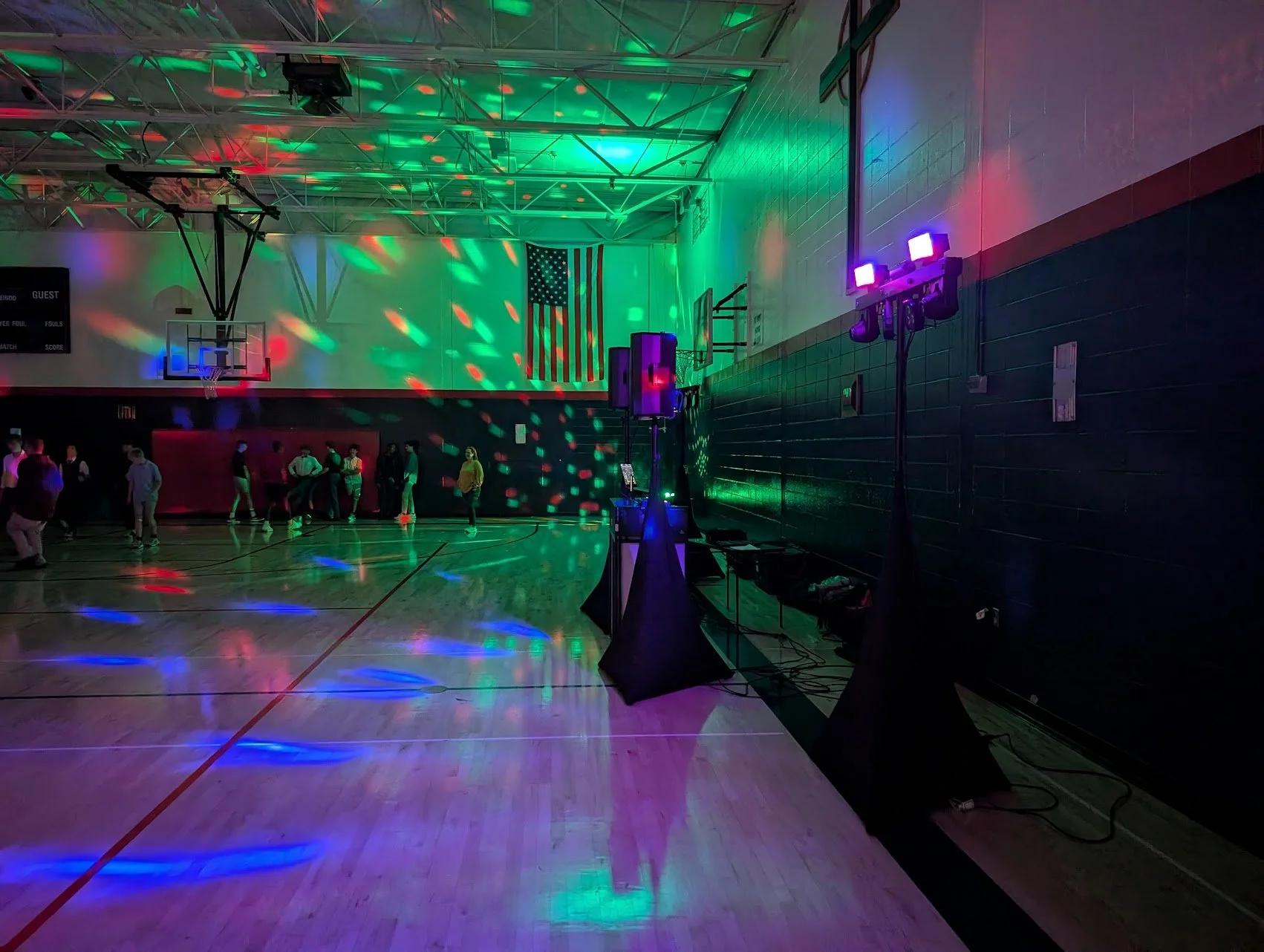 Jazzy Josh lightshow creating an epic scene at a school event.