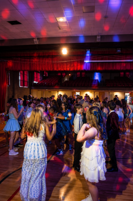 DJ booth and school dance lighting