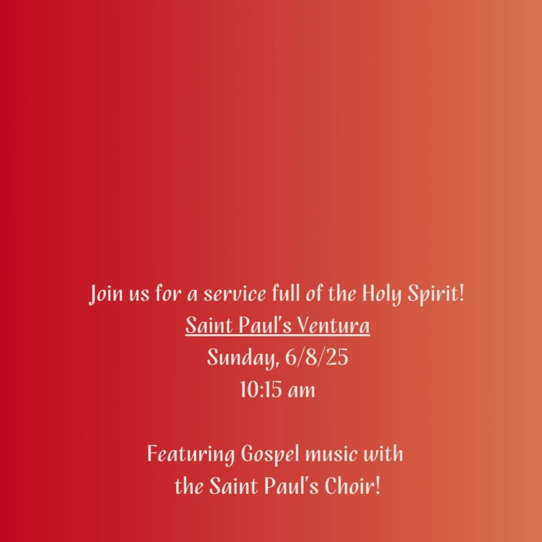 Pentecost! The Holy Spirit, speaking to each of us. The fire that burns in your heart. What is the Holy Spirit saying to you today?
Join us this Sunday 6/8/25 for our uplifting Pentecost service at St. Paul's Ventura!
www.stpaulsventura.org
#Pente