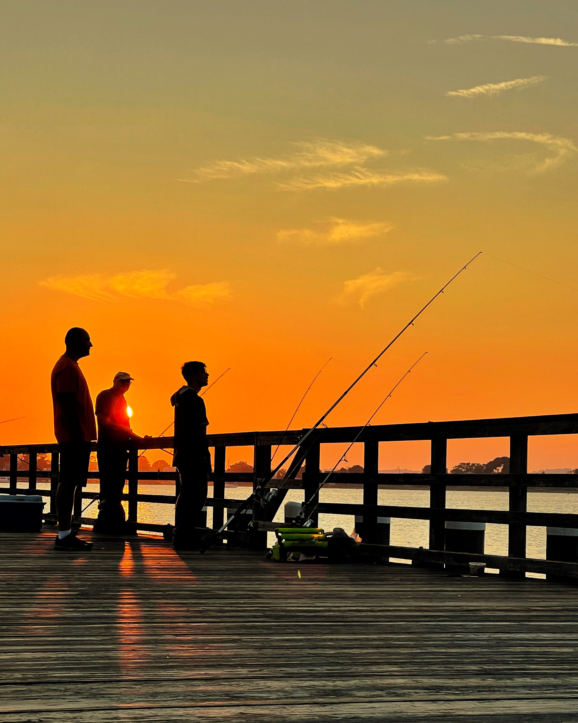 Fishing on the pier in Tiverton, RI