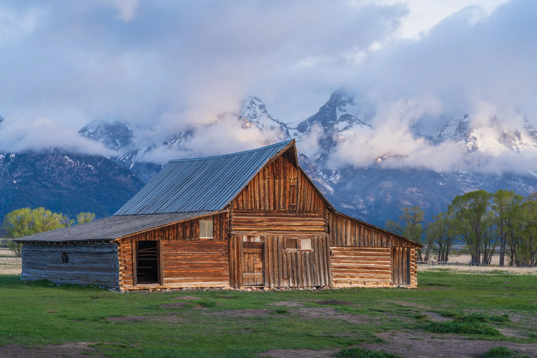 T. A. Moulton Barn with the Teton peaks in the background.