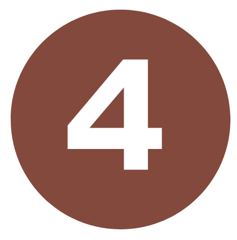 Number four in black inside a brown circle.