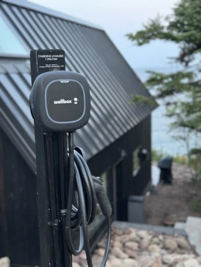 wallbox level 2 EV electric vehicle chargers are free for guests to use, to promote sustainability and green earth initiatives
