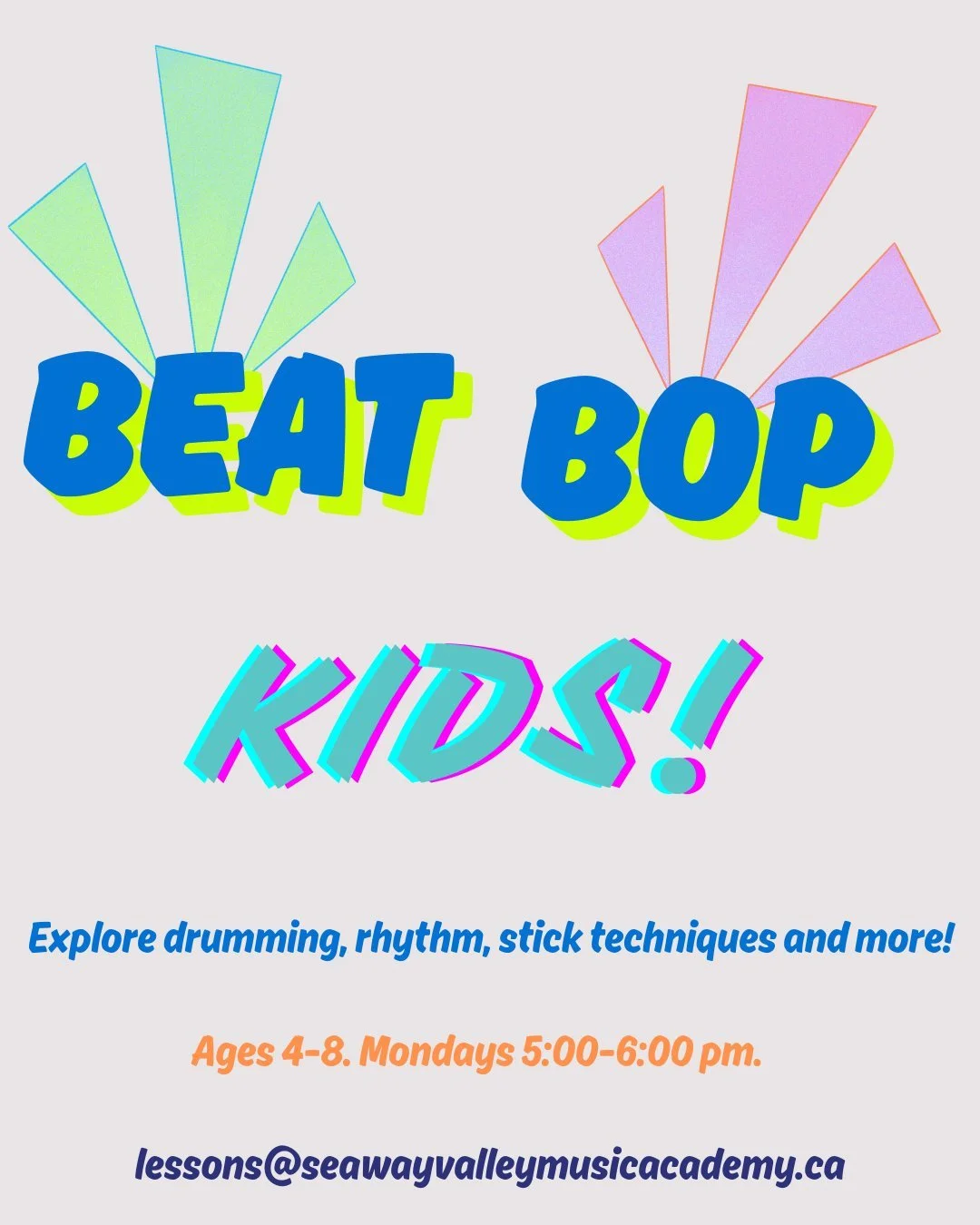 We've got TWO Beat Bop Kids sessions left this month!

Want to join us? Email us at the address below!