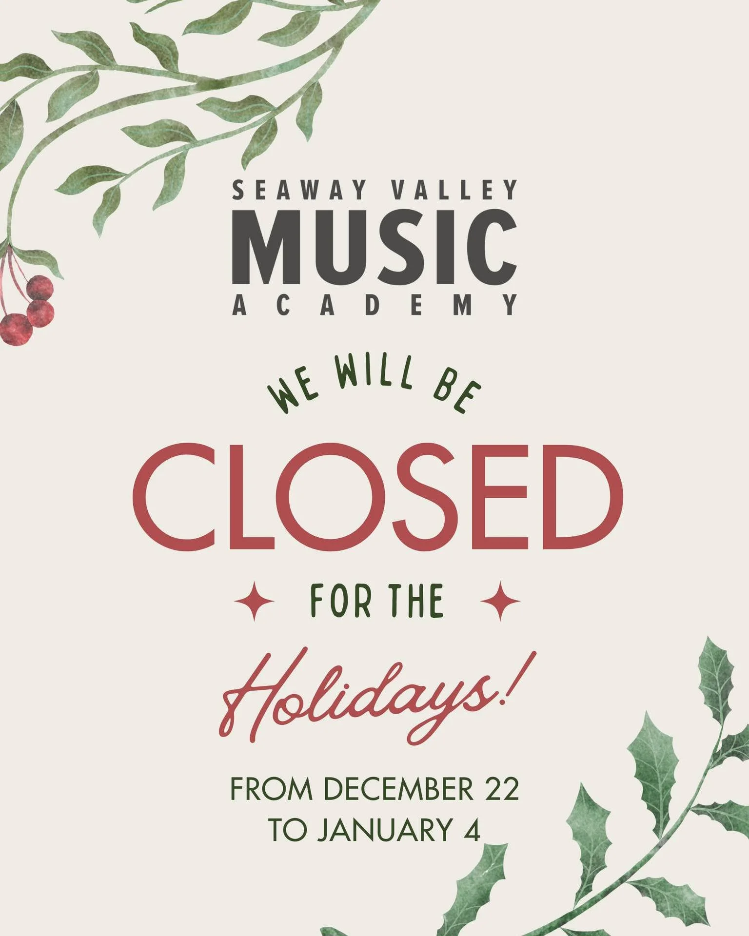 From our family to yours, we wish you a happy and healthy holiday season! 

We'll see you all in 2026!