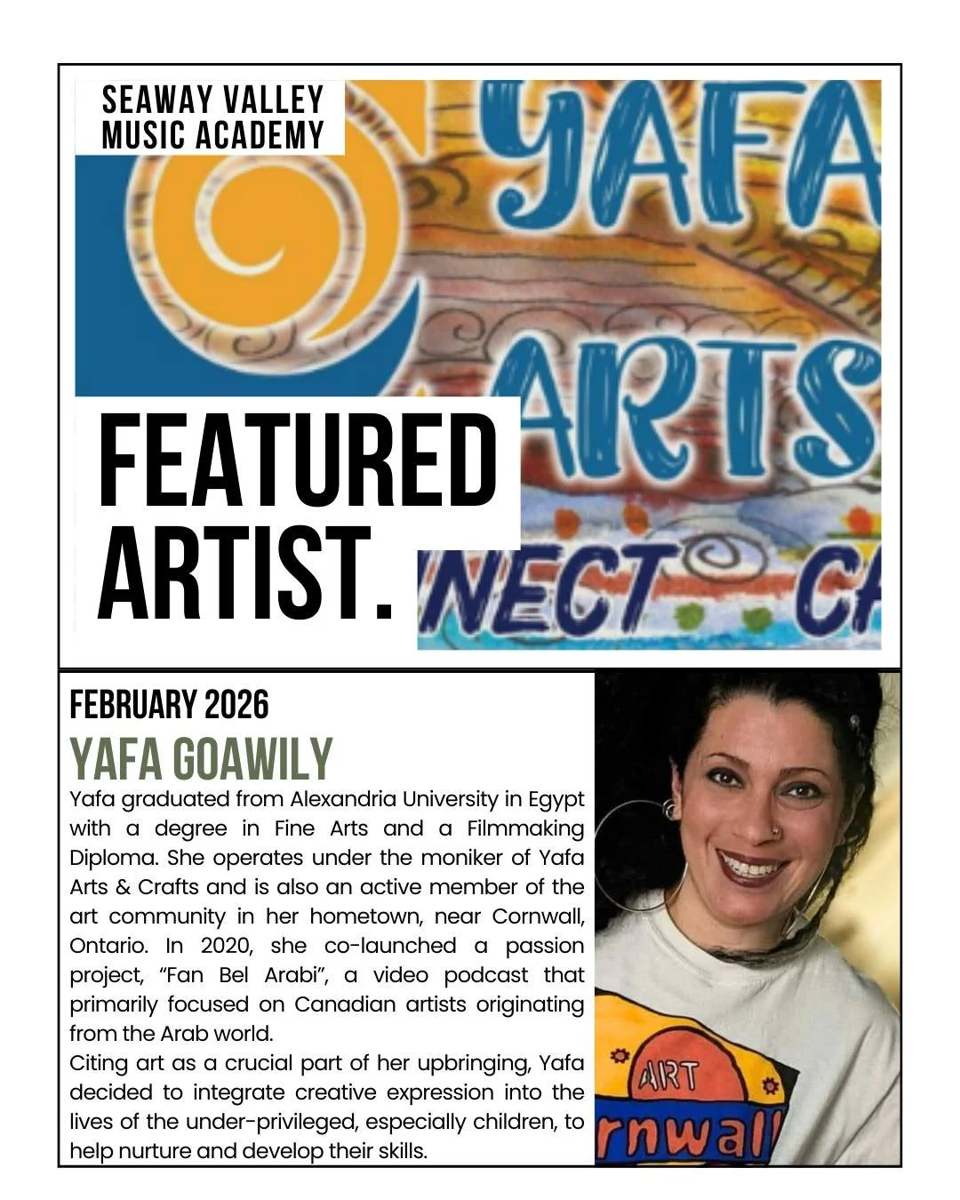 If you're paying attention to the art scene in Cornwall, you've likely seen @yafaartscrafts  and her gorgeous art work, dance skills, and sunny smile around at countless events. 

We're so happy to have her works on our walls this month!