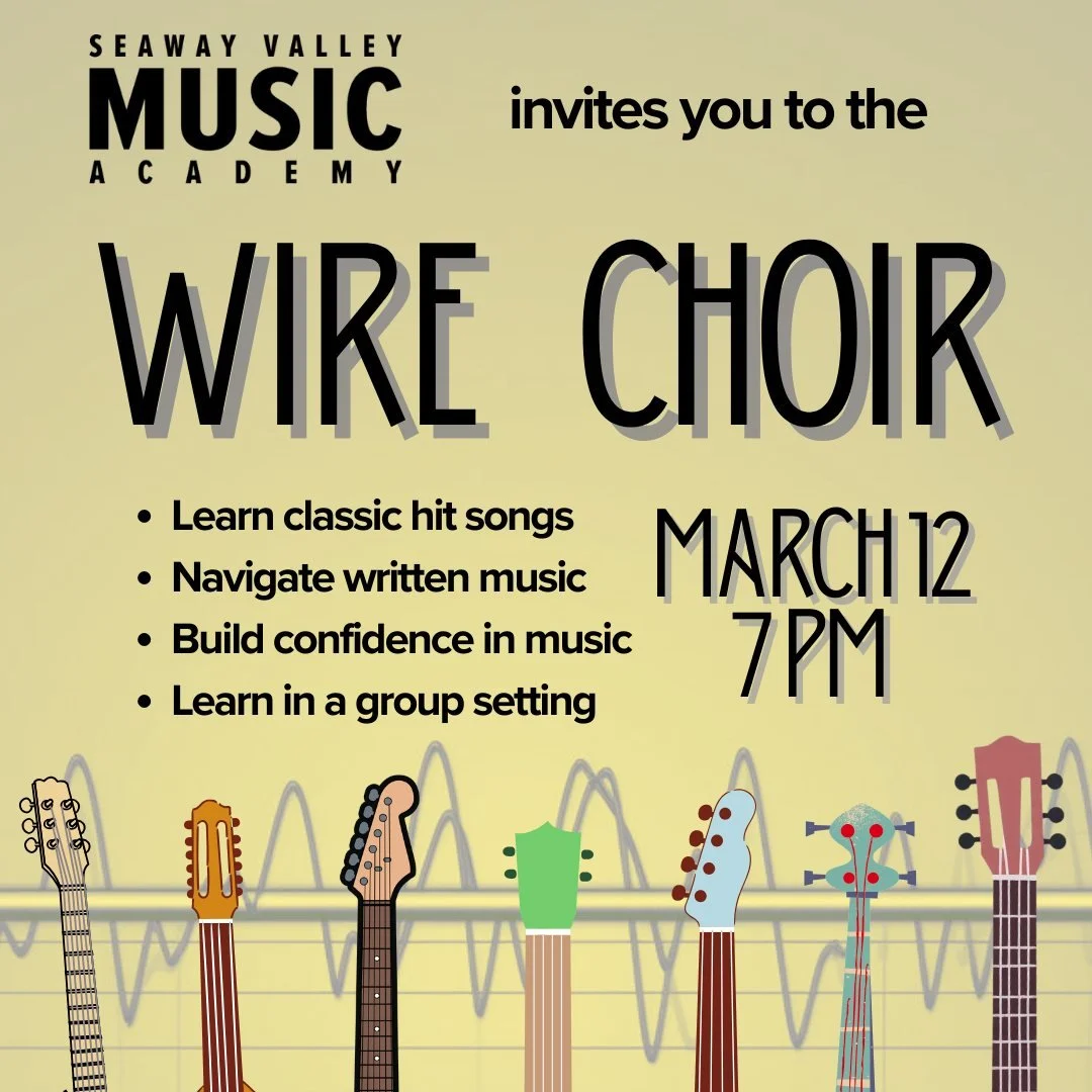 This month's Wire Choir will take place on Thursday, March 12 from 7-8pm! 

The Wire Choir is tailored to those who are familiar with fretted, stringed instruments and who are looking to learn to play songs.

For more information/to register please v