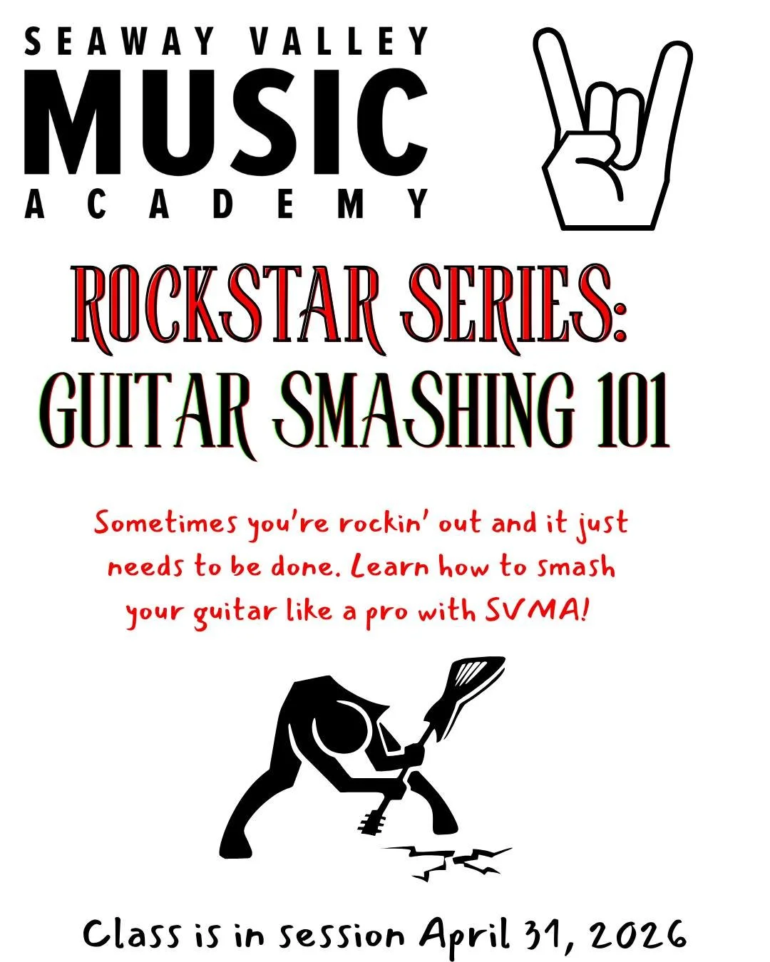 New month, new class announcement!

Get ready for a SMASHING good time with our Rockstar Series😎

Register here: https://tinyurl.com/y72cfvmc