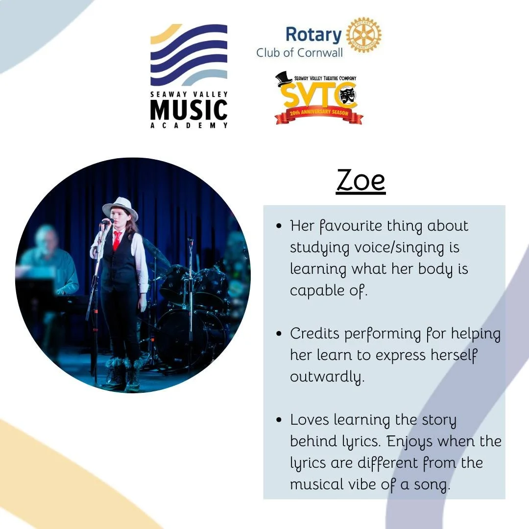 Seaway Valley Music Academy is proud to announce that some of our students will be participating in @rotaryclubofcornwall &amp; @seawayvalleytheatrecompany's first ever music showcase on April 25! 

Over the next few weeks, we'll be highlighting the 