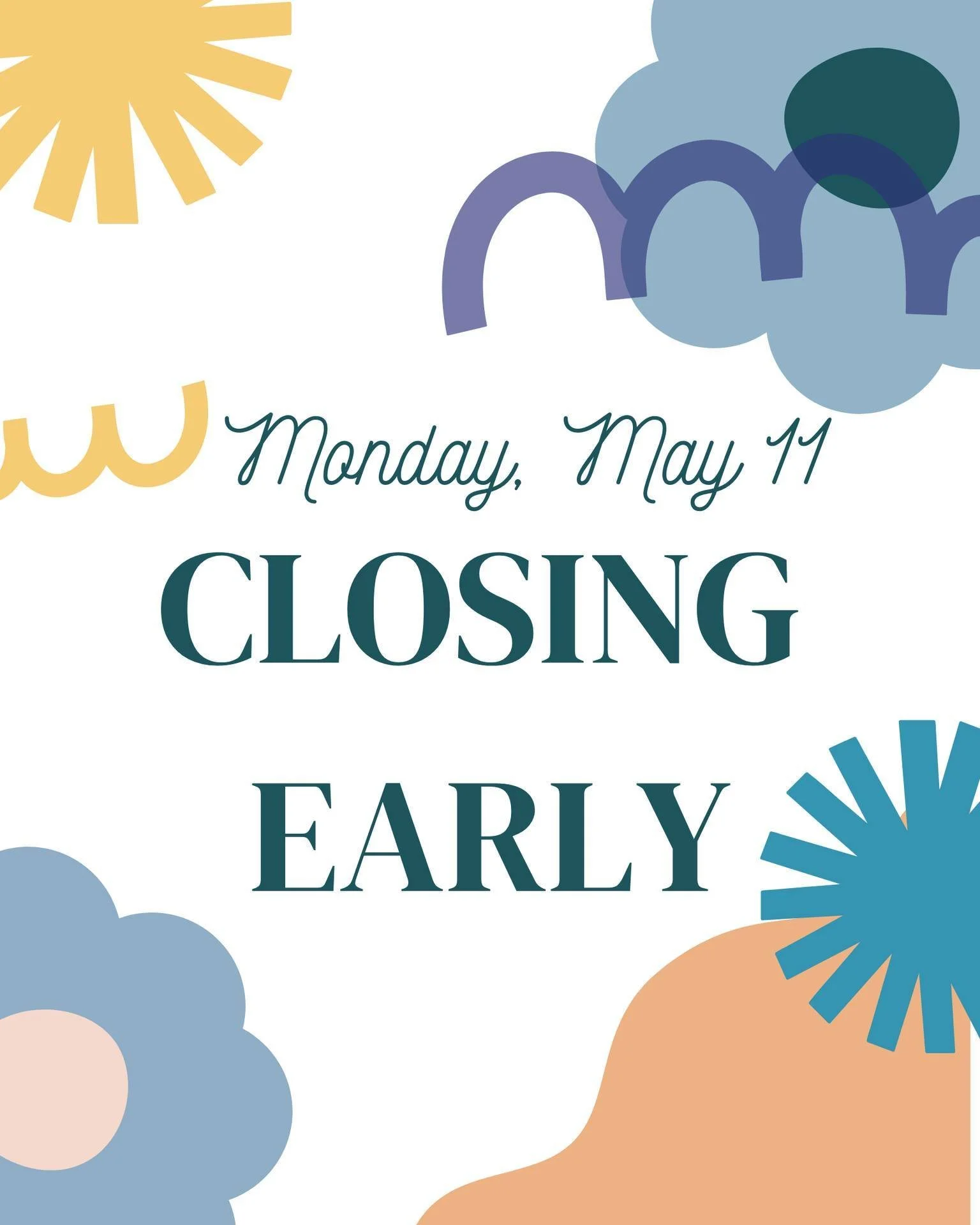 We're locking up at 7:30pm tonight, friends! 

Enjoy your evening!