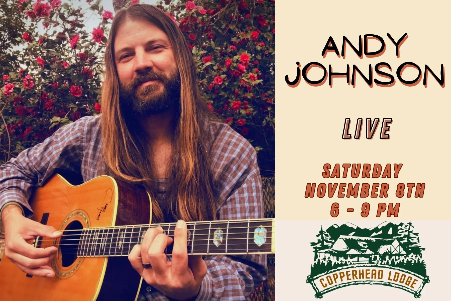 Winner of  Best Blues Artist Atlanta, Andy Johnson appearing at The Lodge