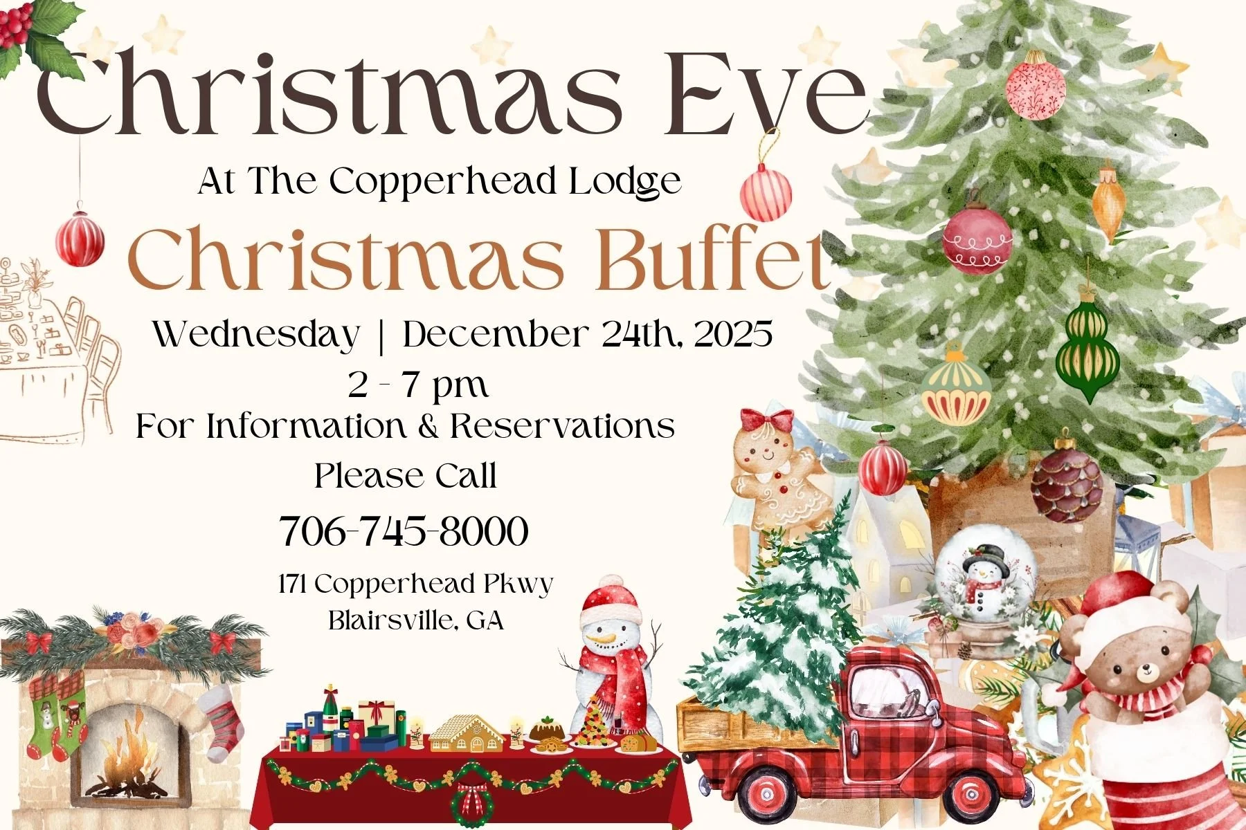 Your Stress-Free Christmas Eve is beside the Tree at The Copperhead Lodge