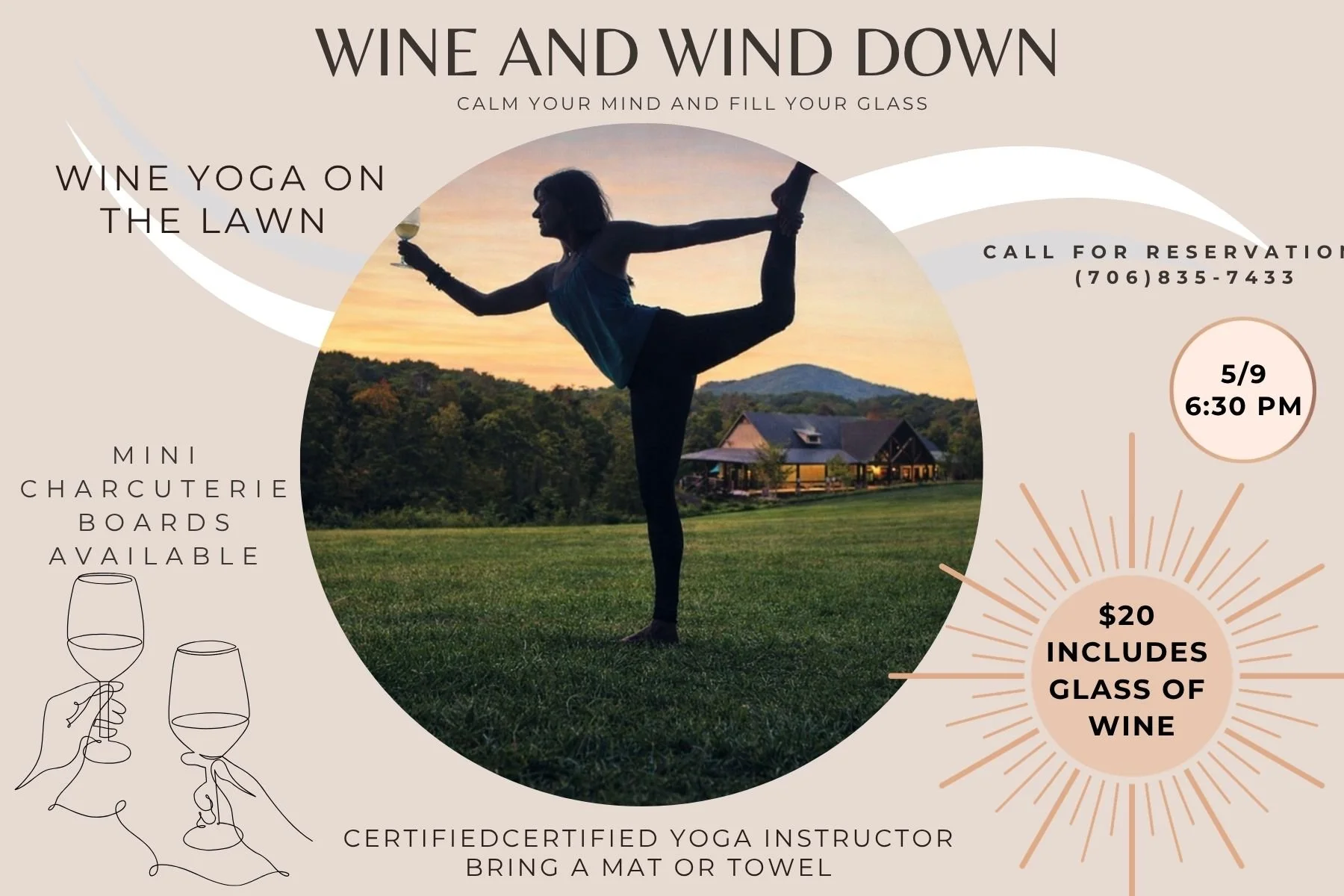 Wine & Wine Down: Wine Yoga on The Lawn