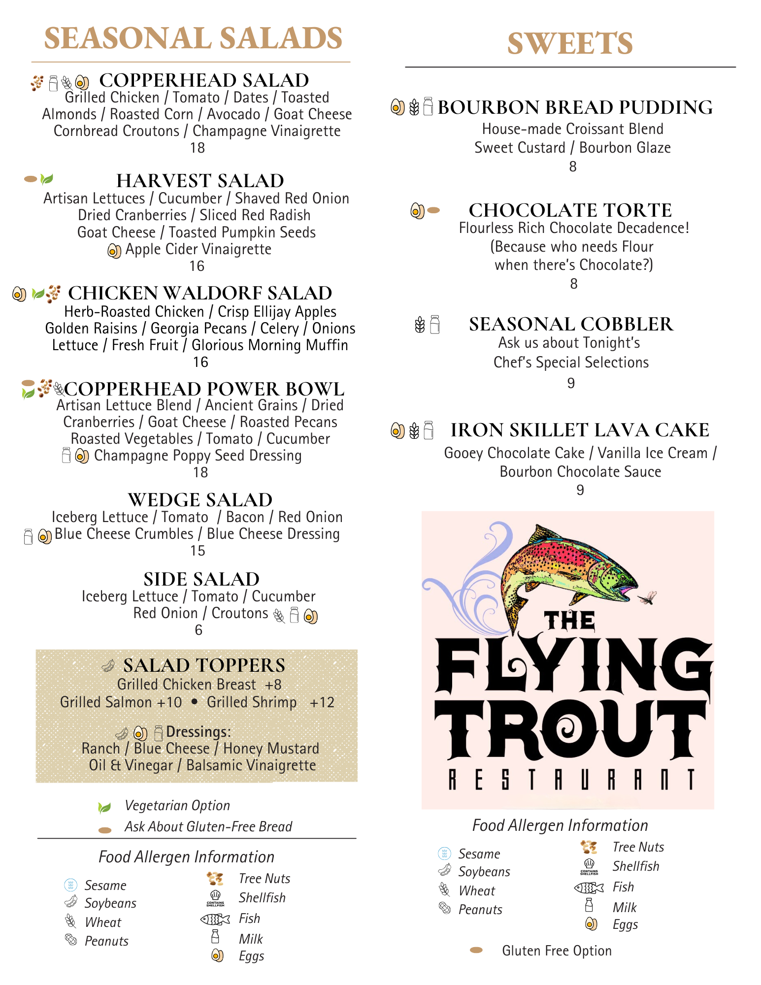 Menus β The Flying Trout