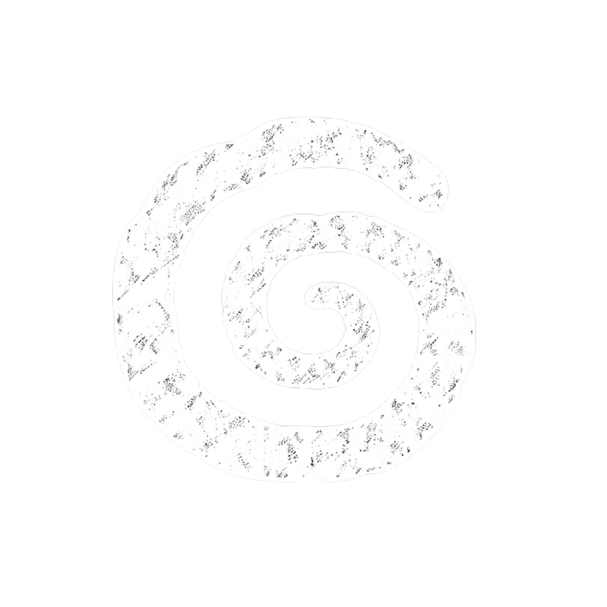 White spiral on black background.