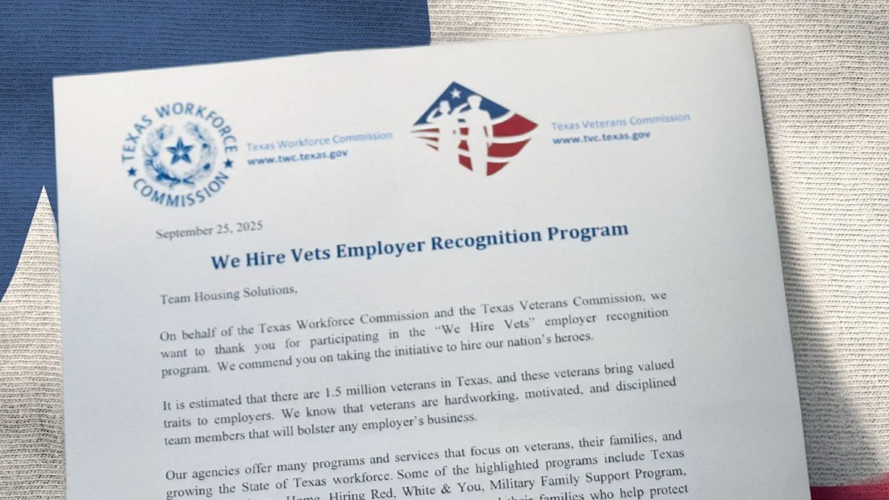 Honoring Service: Team Housing Solutions Earns Prestigious ‘We Hire Vets’ Recognition
