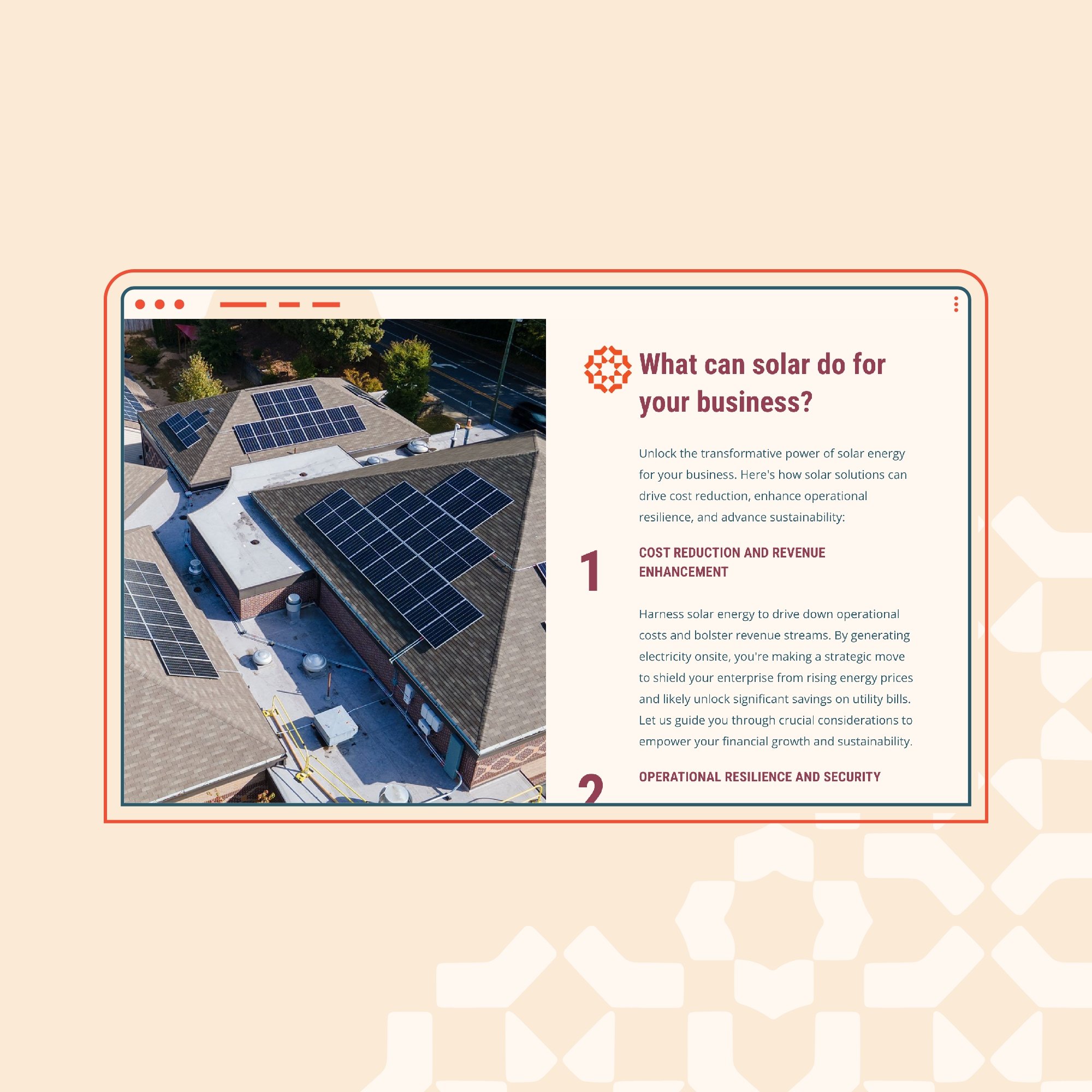 Business solar panel installation company website design in Squarespace