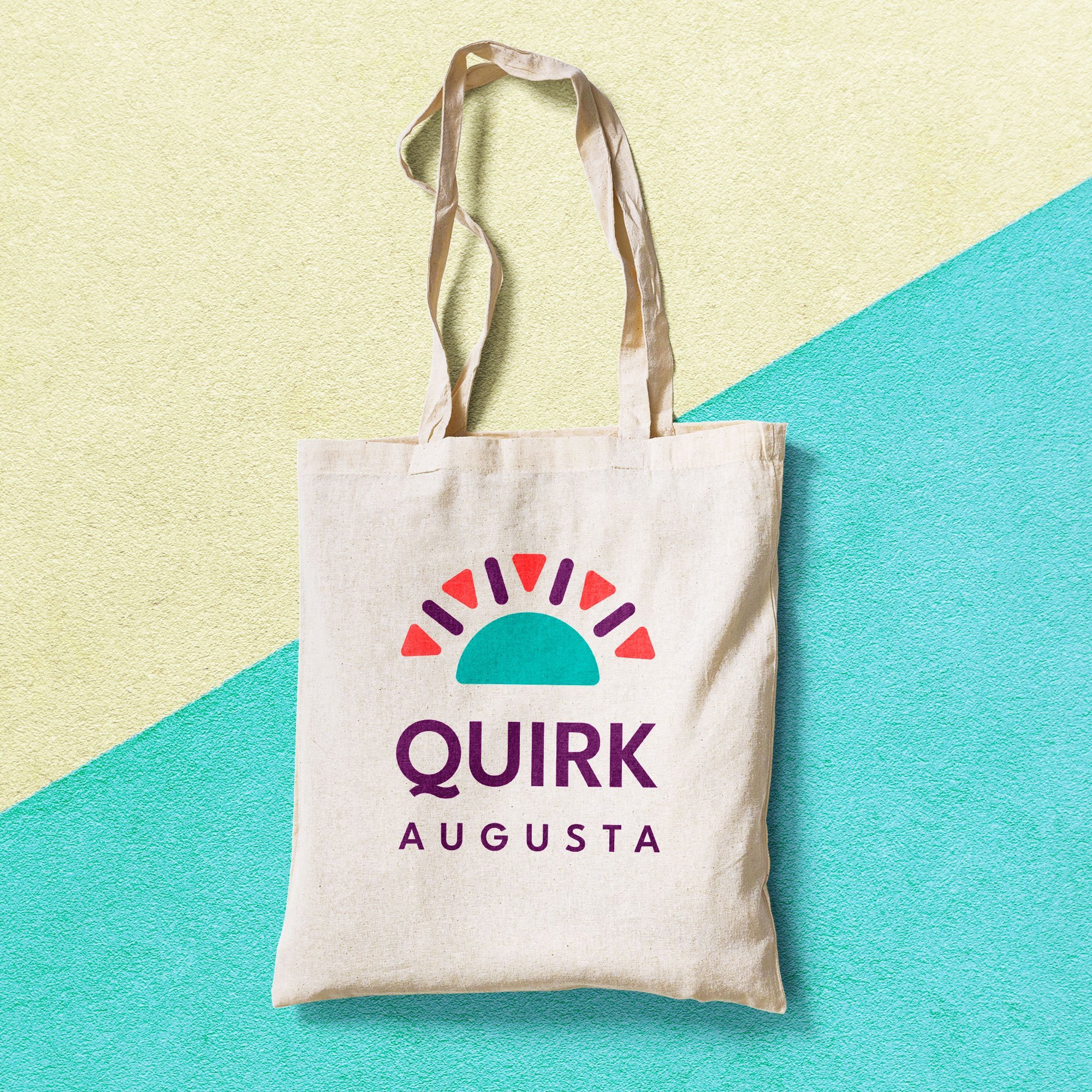 Bright, modern, youthful yoga studio logo on tote bag
