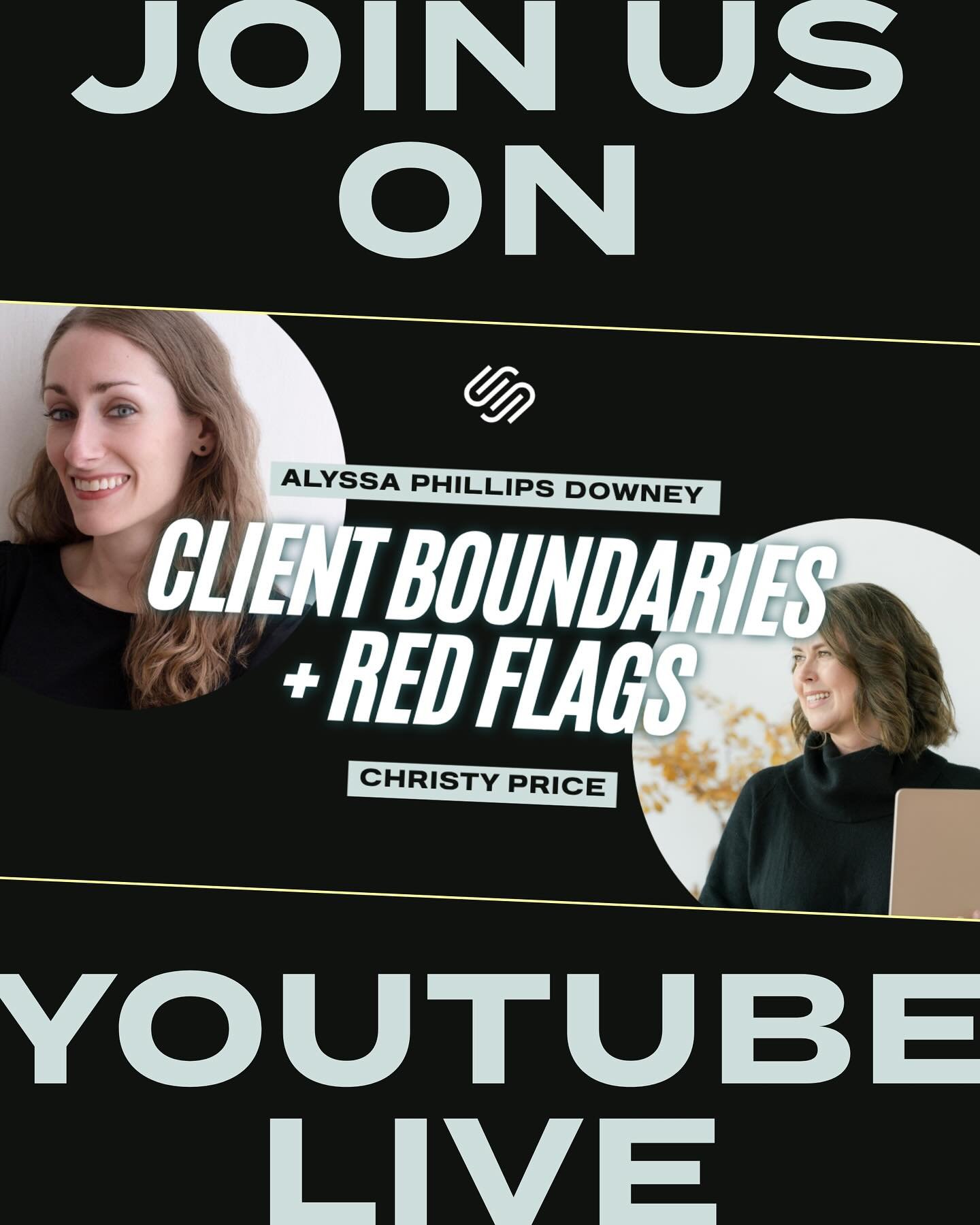 Design friends ~ I&rsquo;m so excited to join @christypricewebdesign on YouTube Live to talk all about boundaries, red flags and &ldquo;battle stories&rdquo; from working with web design clients!

We&rsquo;ll be covering:

- How we prevent messy proj
