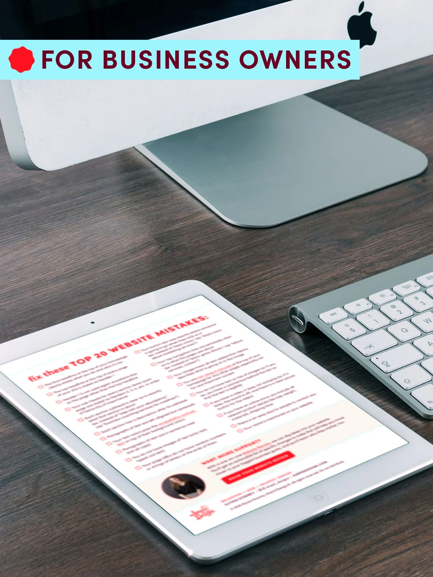 Top 20 website mistakes to fix checklist on an ipad