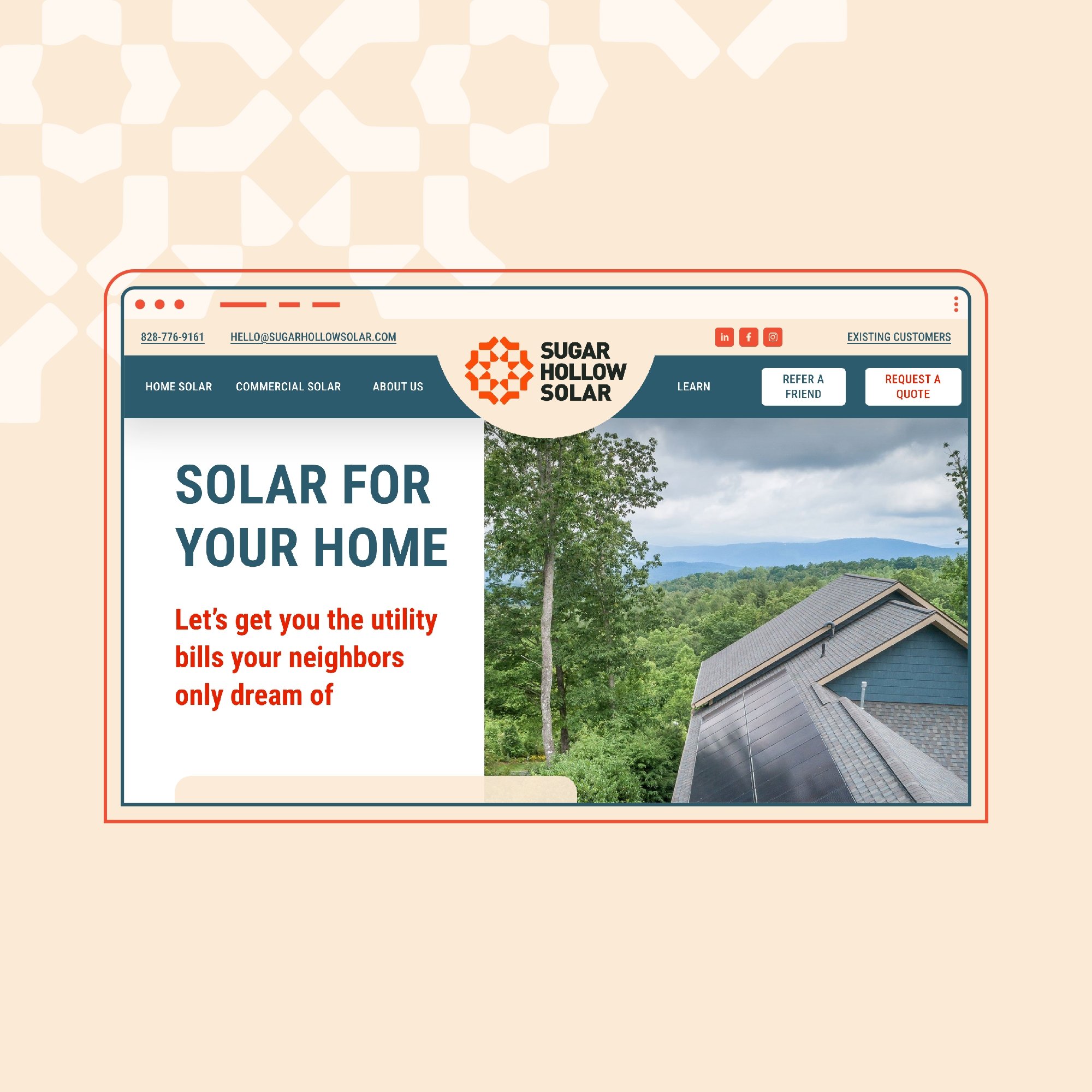 Home solar panel installation company website design in Squarespace
