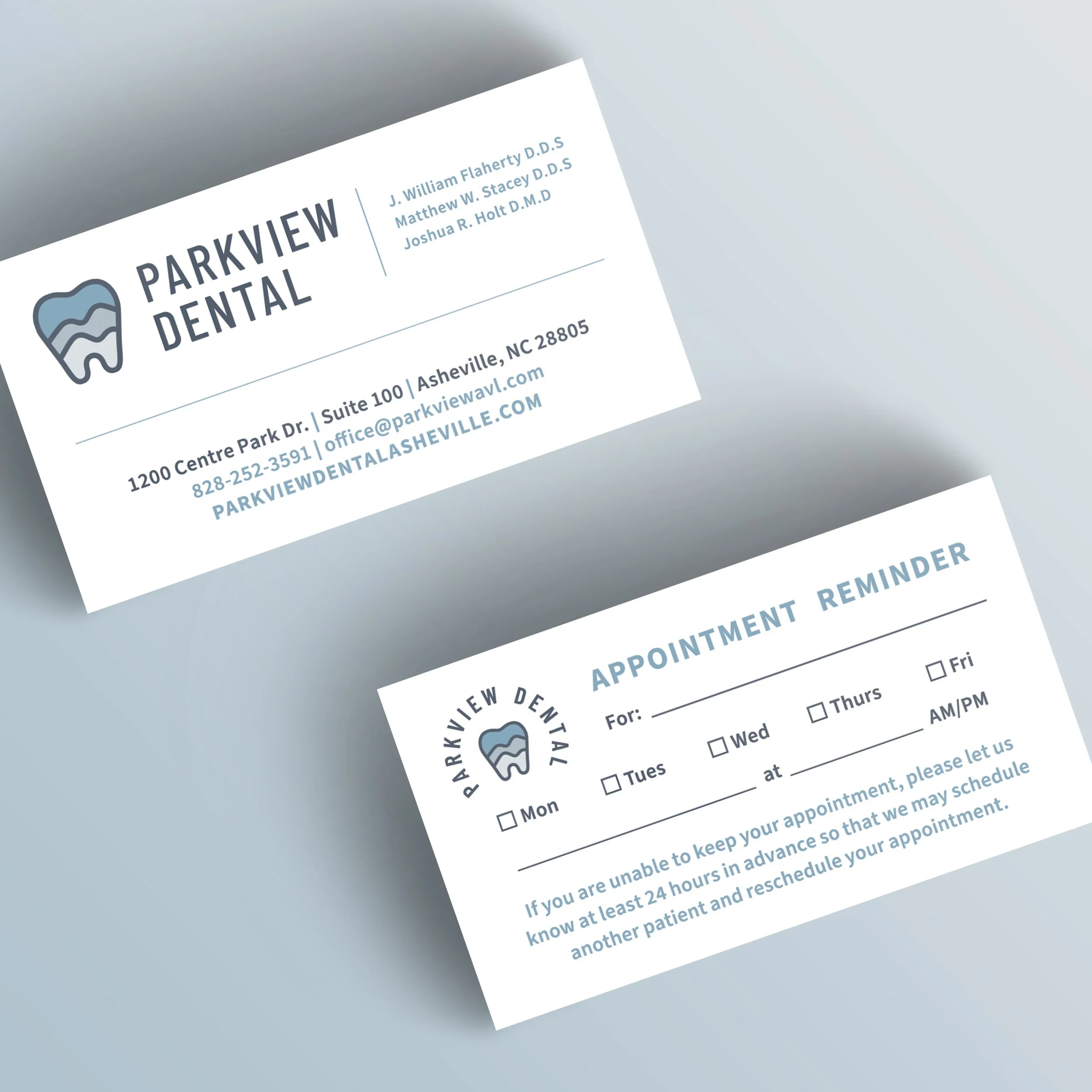 Parkview Dental appointment reminder card design