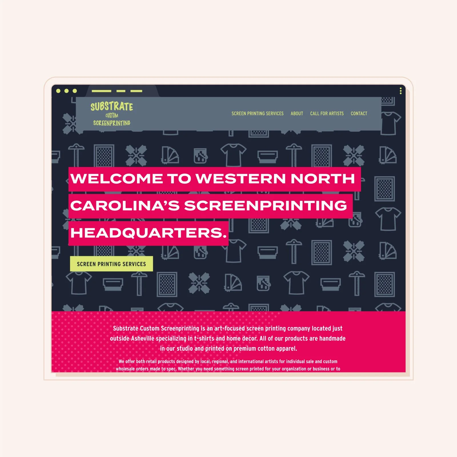 Substrate Custom Screenprinting | Bold, eye-catching website for artist screen printer