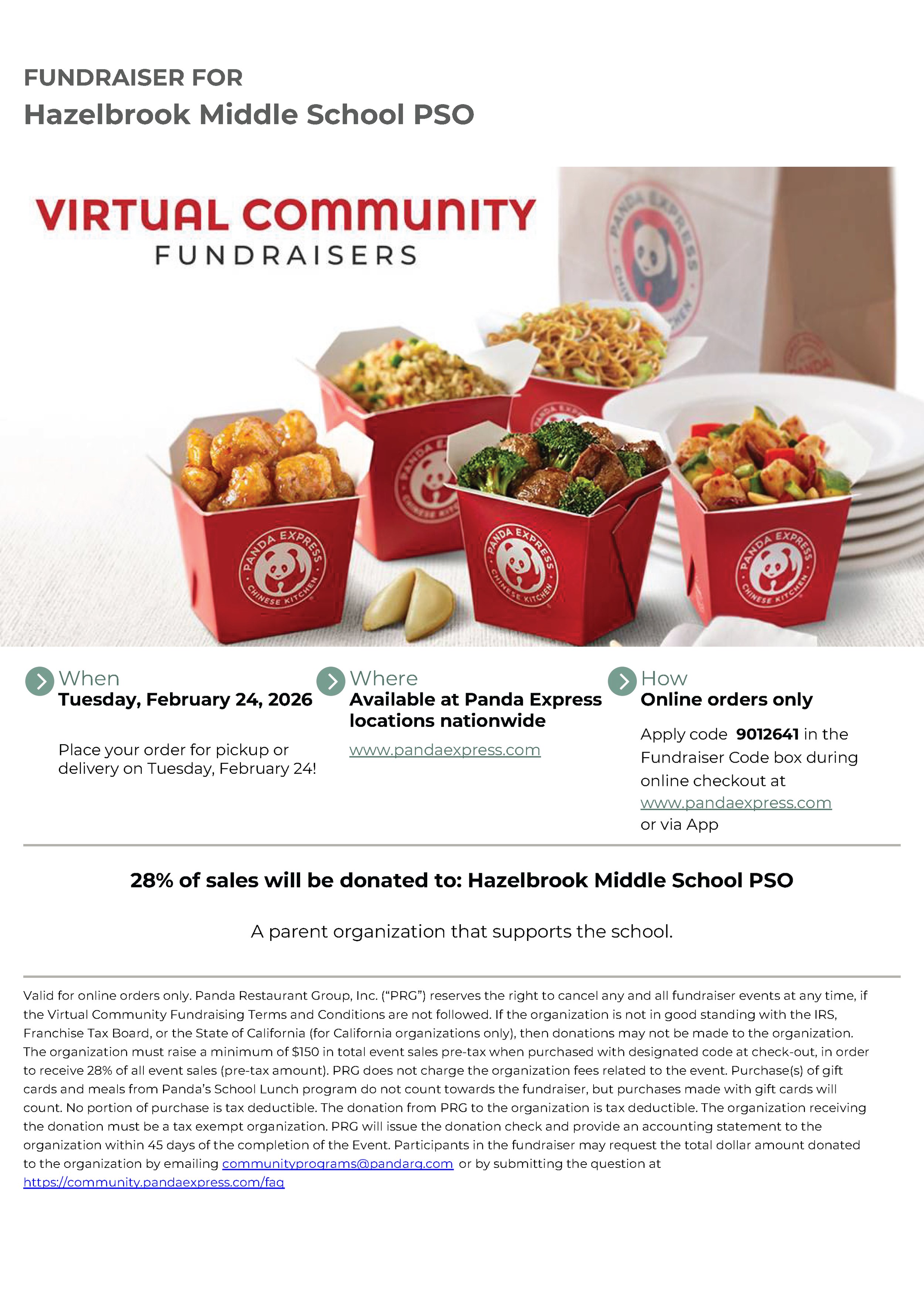 Panda Express Fundraiser