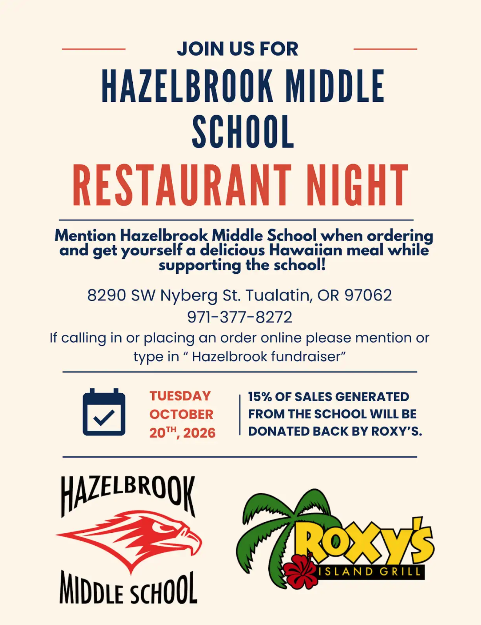 Roxy's Island Grill Fundraising Night