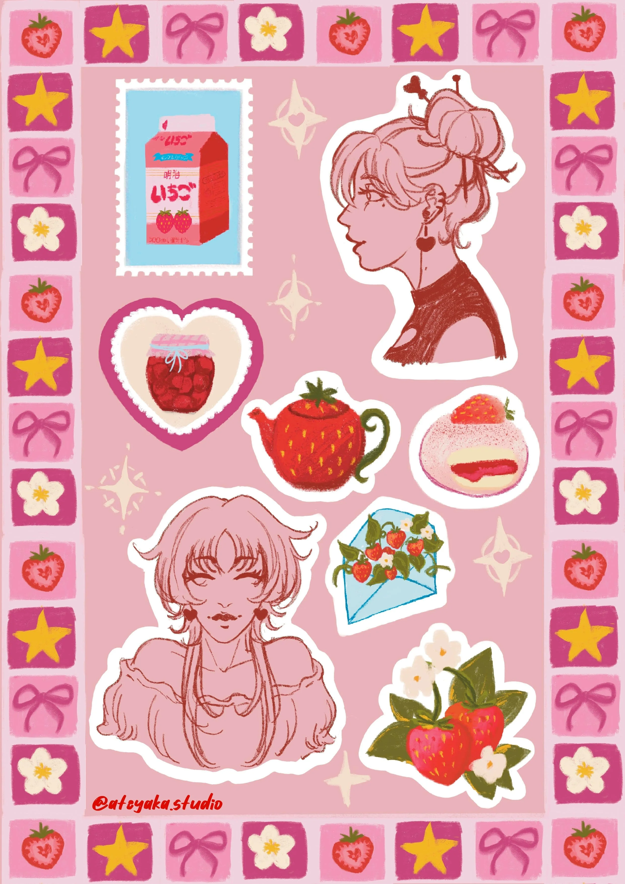 Sticker Sheet A5 "Strawberry Girlies"