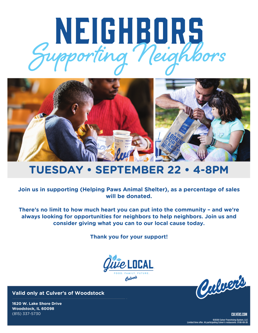 Culver’s Fundraiser for Helping Paws