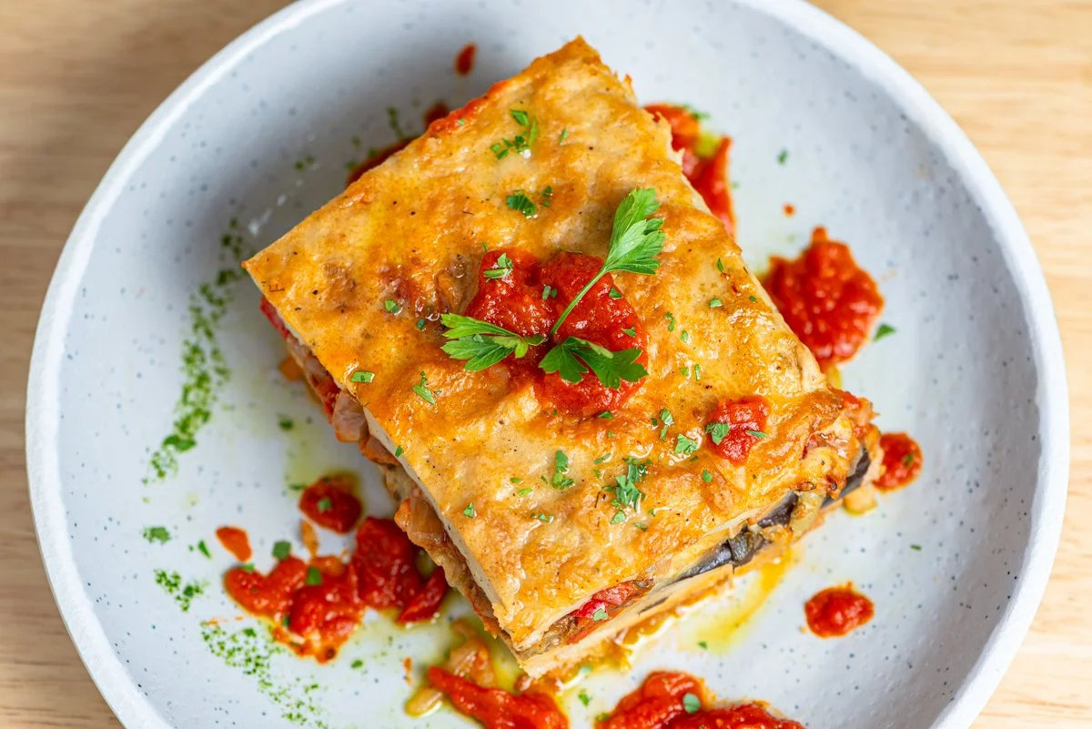 A serving of Vegan Moussaka
