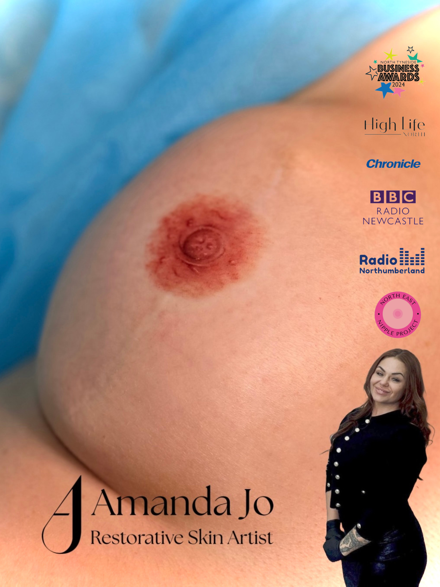 Areola Nipple Complex (ANC) on flat skin. To creative the illusion of protrusion. 