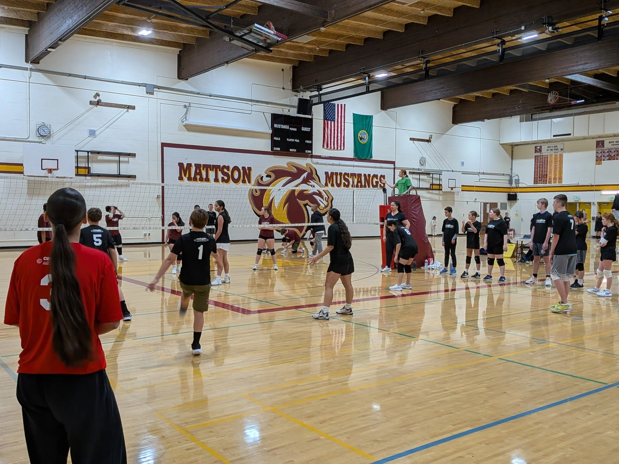 City volleyball is underway. You'll find me on Thursdays and Saturdays coaching Lindsey-Fay, Caroline's and Emily's teams. Here's a pic of all 4 of us. I'm coaching, Emily is line judging and Caroline and Lindsey-Fay are playing.