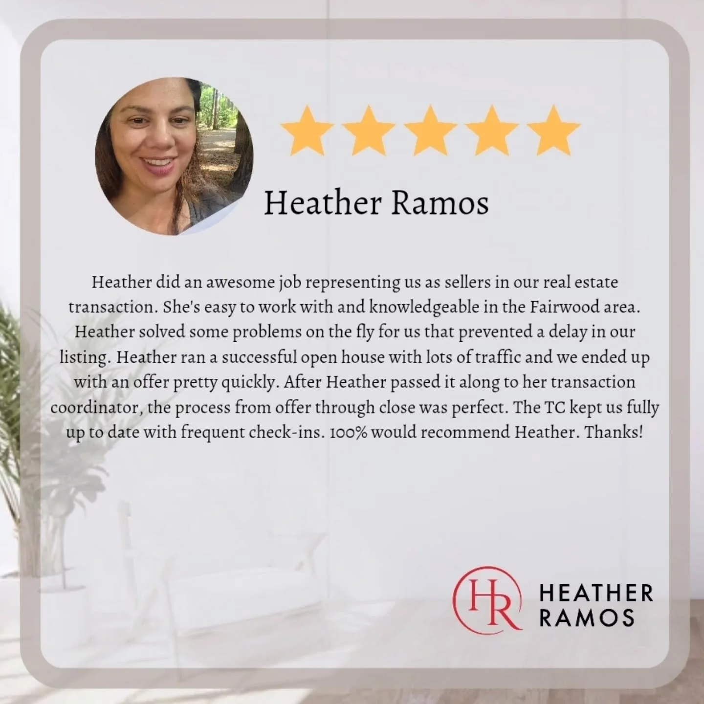 A huge thank you to my clients Jason and Jenni for the wonderful review! I love being able to help people!