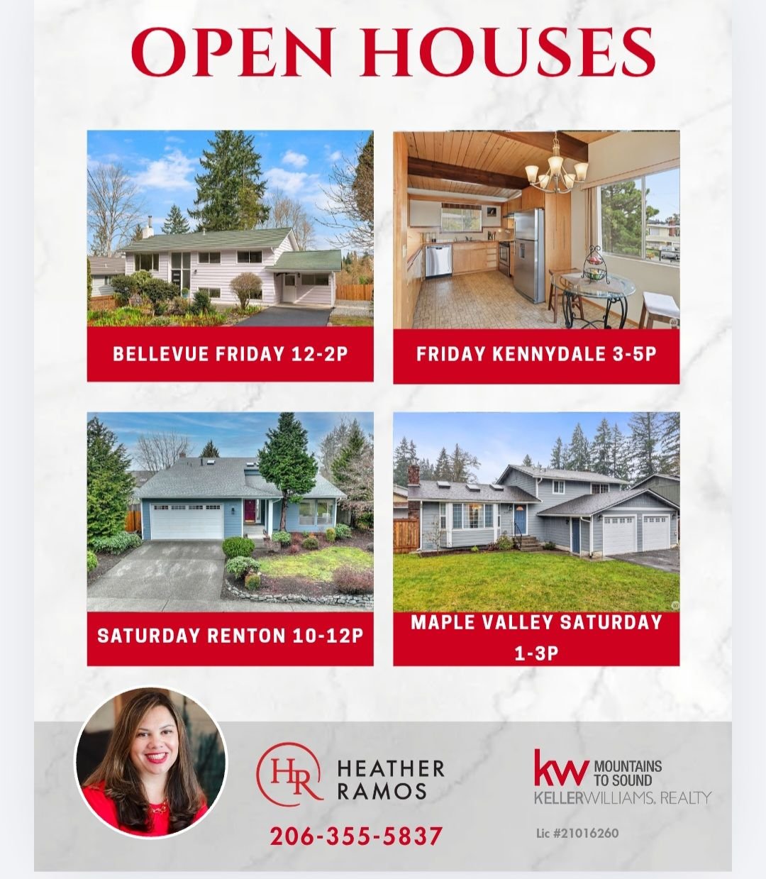 I'll be everywhere this weekend! From Bellevue to Kennydale on Friday and Renton to Maple Valley on Saturday. Pick a home or a few and stop by to see me! I always love seeing friends! Links in comments.
#bellevuewa #kennydale #Fairwood #maplevalleyre