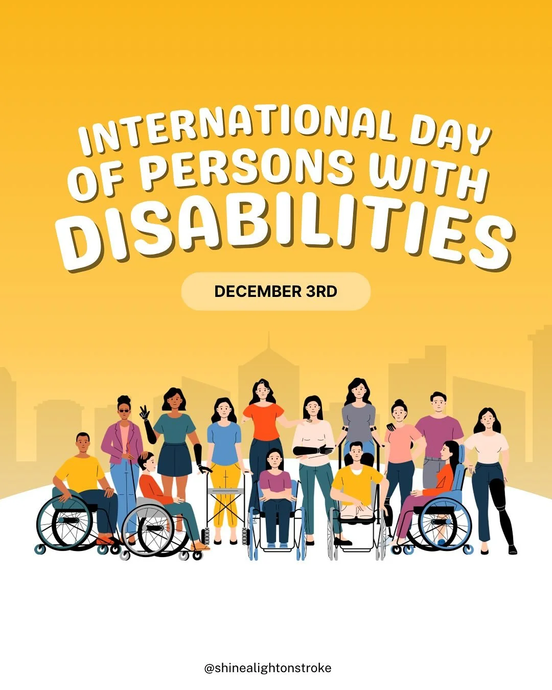 💫 Today we celebrate all individuals with disabilities around the world. This year&rsquo;s theme is &ldquo;fostering disability - inclusive societies for advancing social progress&rdquo;. 

At Shine A Light On Stroke we strongly resonate with this, 
