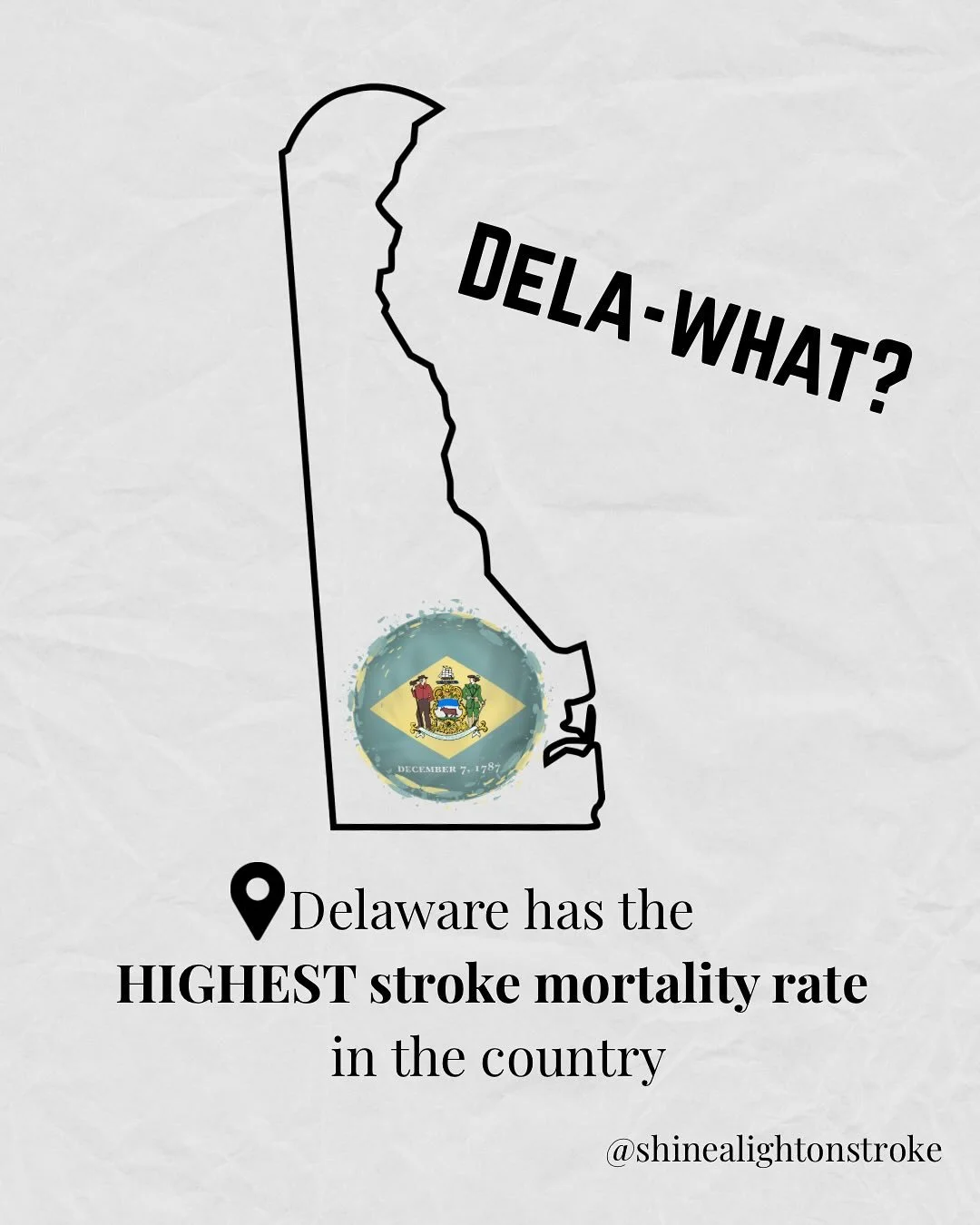 💬 Did You Know??

Delaware has some scary stroke stats. So do many states in the south. Let&rsquo;s change these stats together. By promoting healthy habits, knowing the warning signs, and supporting survivors, we can build a safer, stronger communi