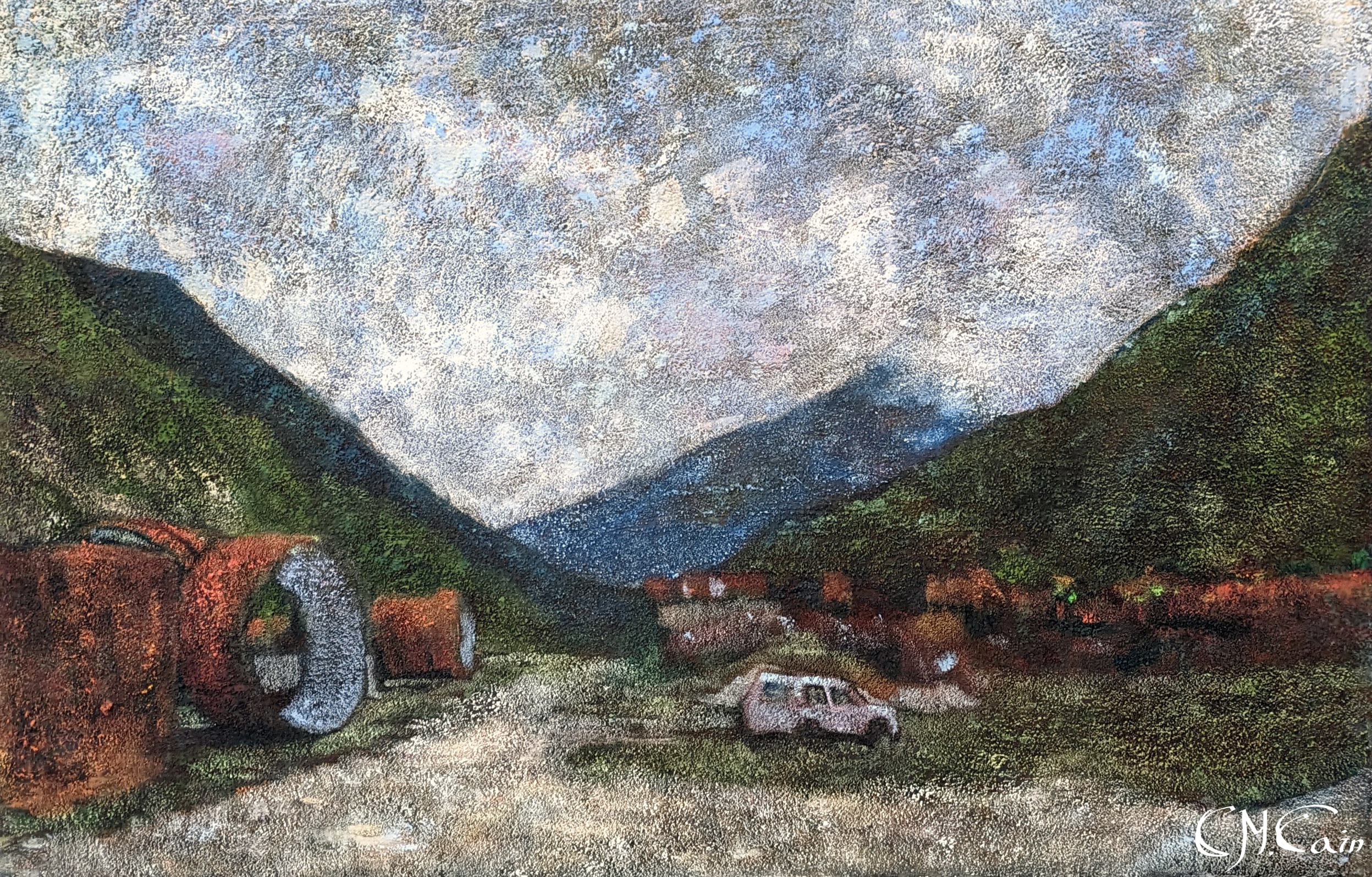 Google Street View Plein Air Study (scumble). Oil on Canvas. 18''x24''. 2023