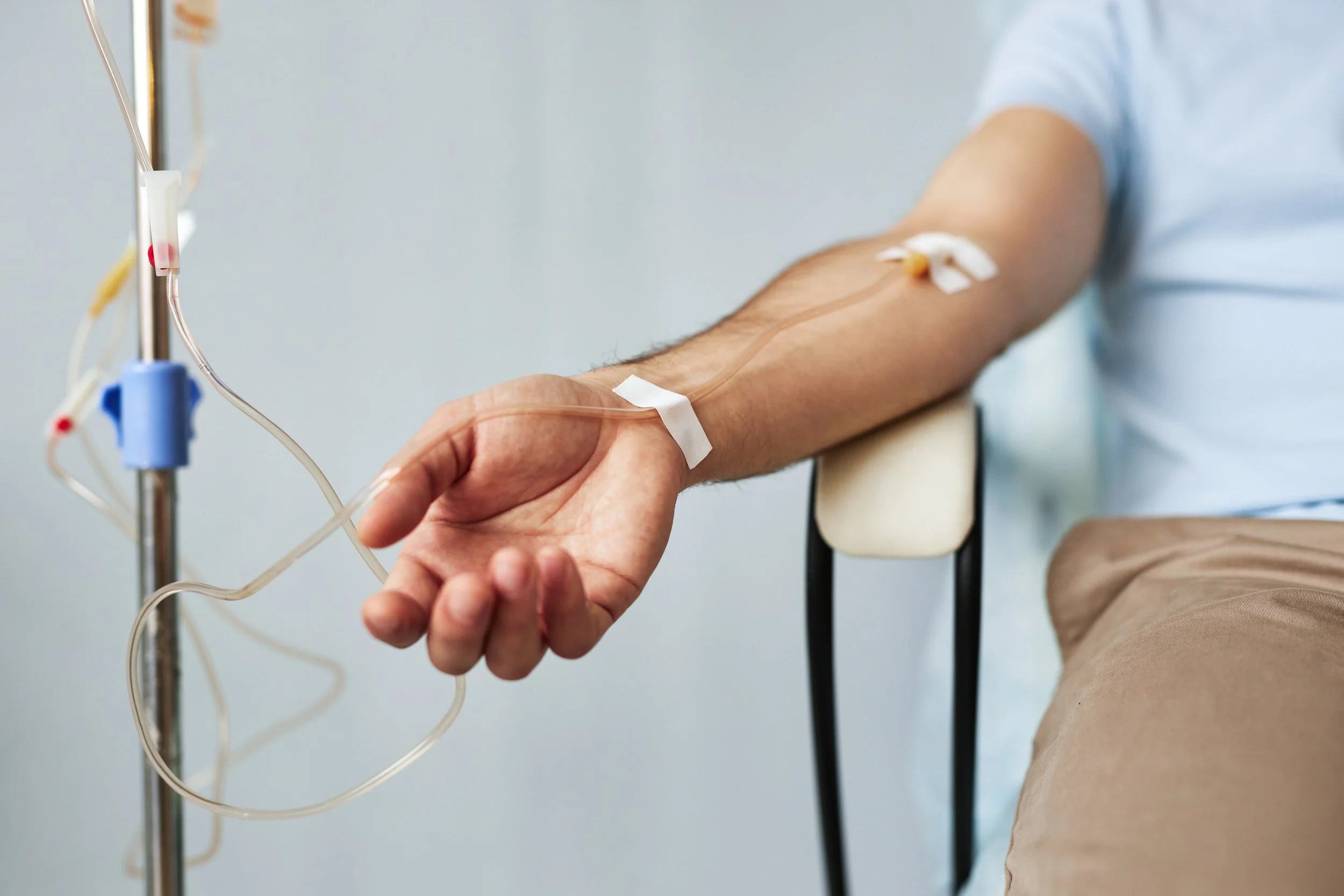 patient receiving IV therapy