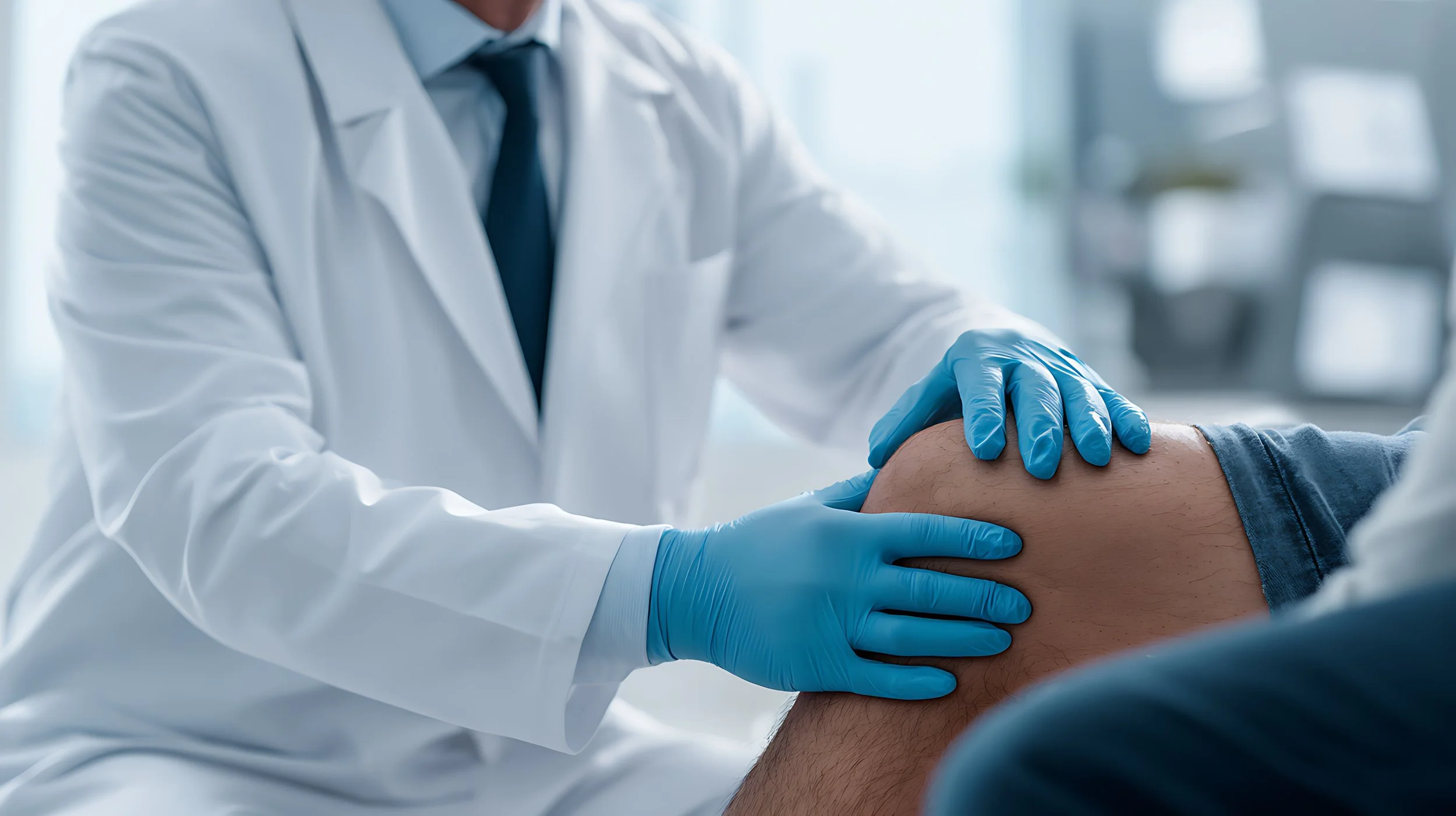 provider assessing knee