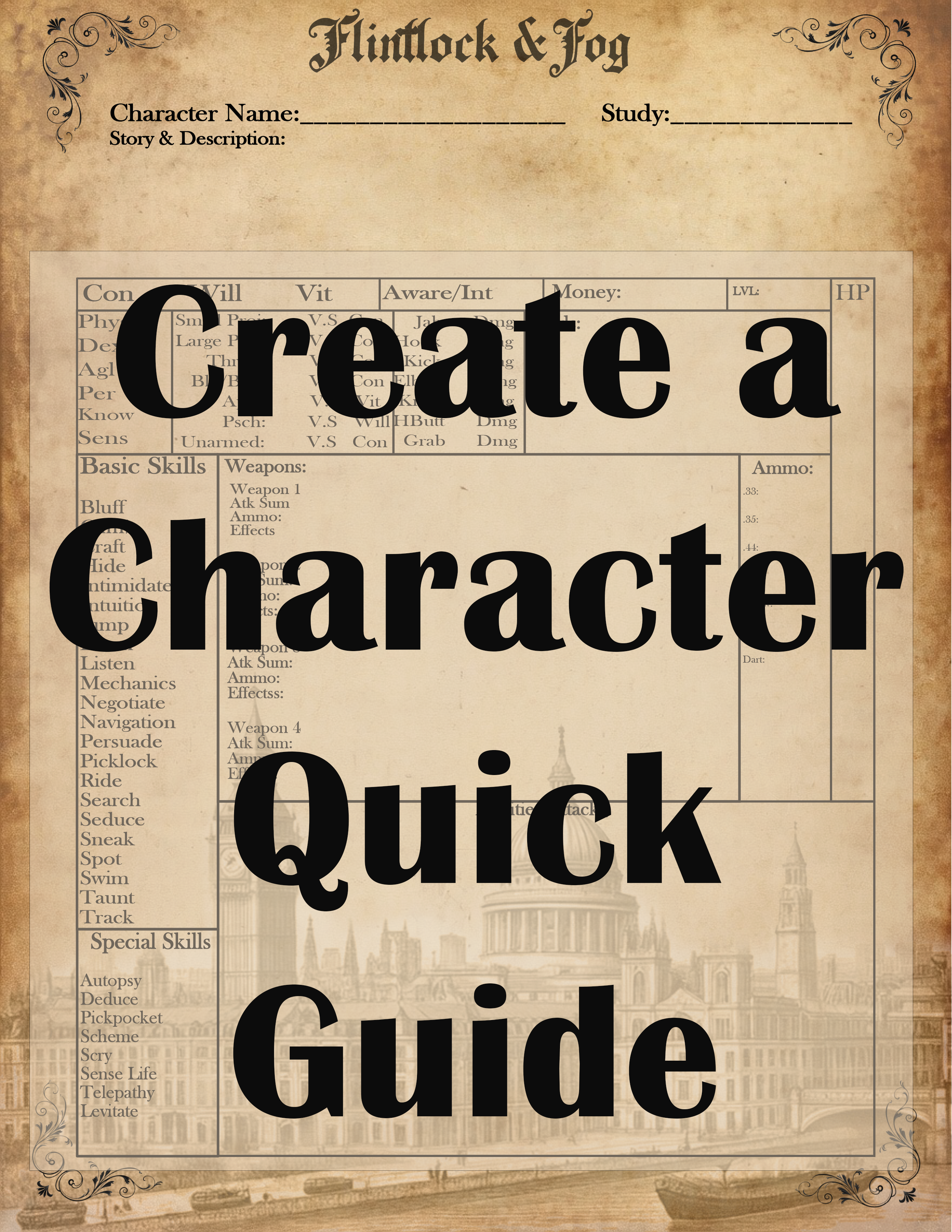 Create a Character Quick Guide