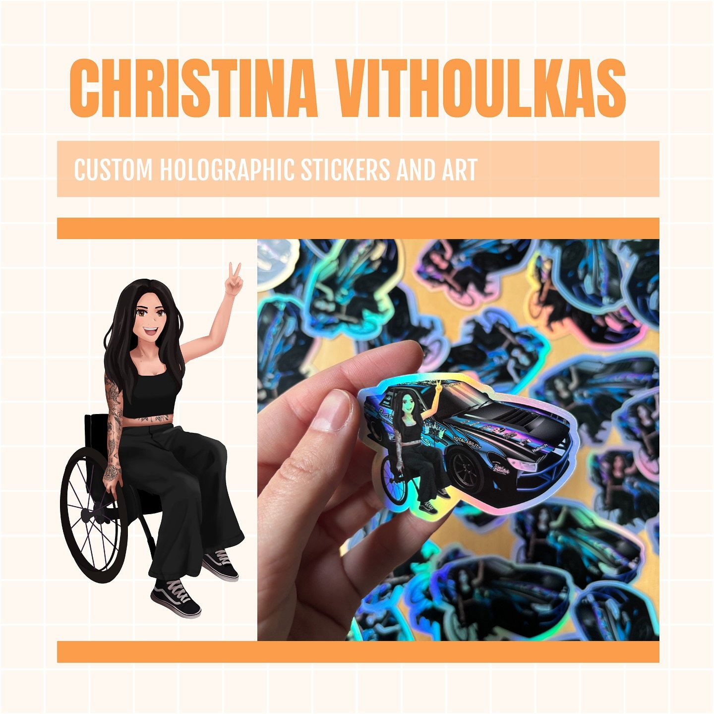 🐡 We had the incredible pleasure of working with @christina_vithoulkas collaborating on a fantastic and eye catching holographic sticker design. These came out so pretty!!!

Our artist at Chiisai drew Christina and the amazing @blingdesigns1 brought