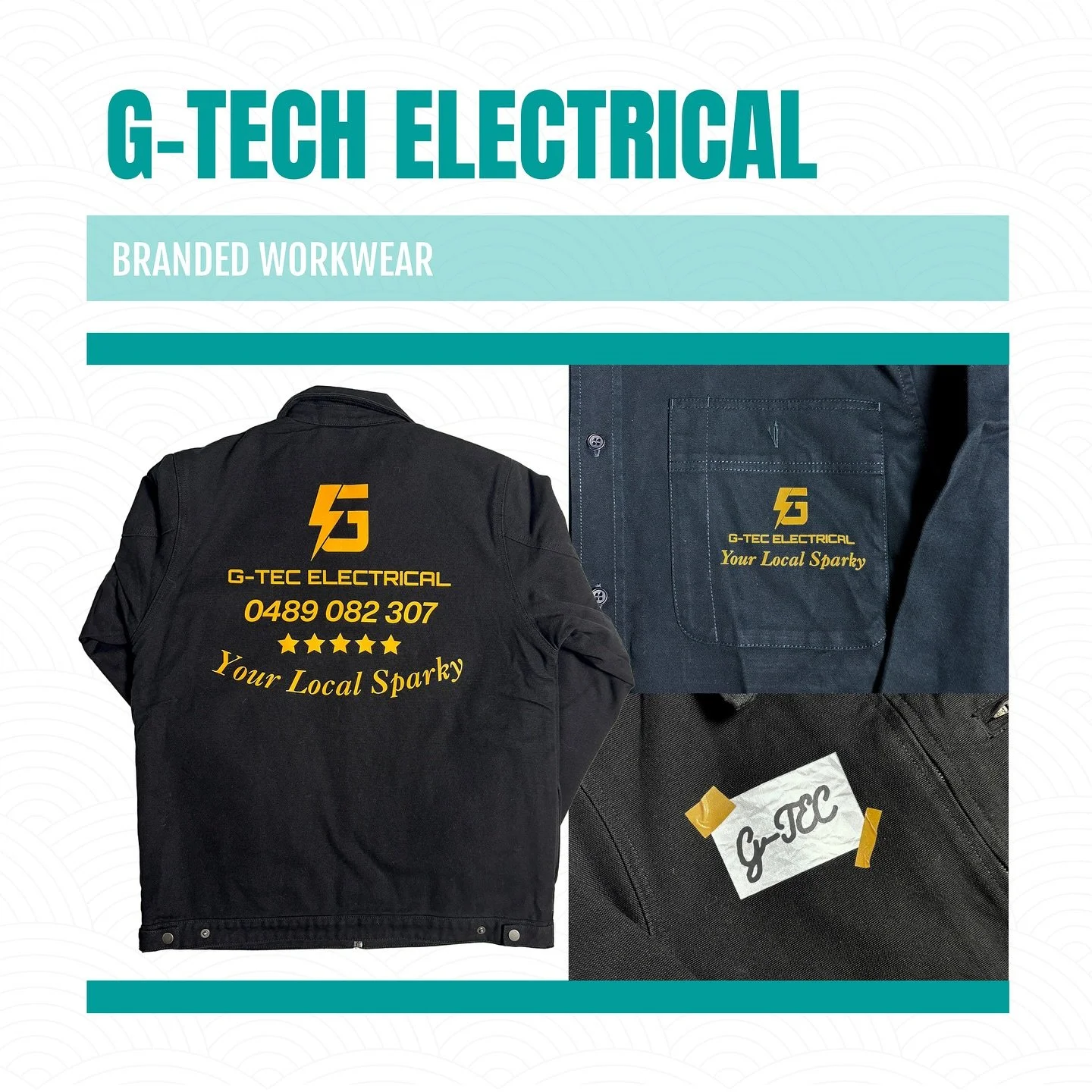 🐡 We love brands that need to show themselves off on the job site. Bright punchy colours on high quality @ascolour blanks 🐡 

#brandingaustralia #businessapparelaustralia #tradieaustralia #customapparel #gtech #electricianaustralia #smallbusinessme